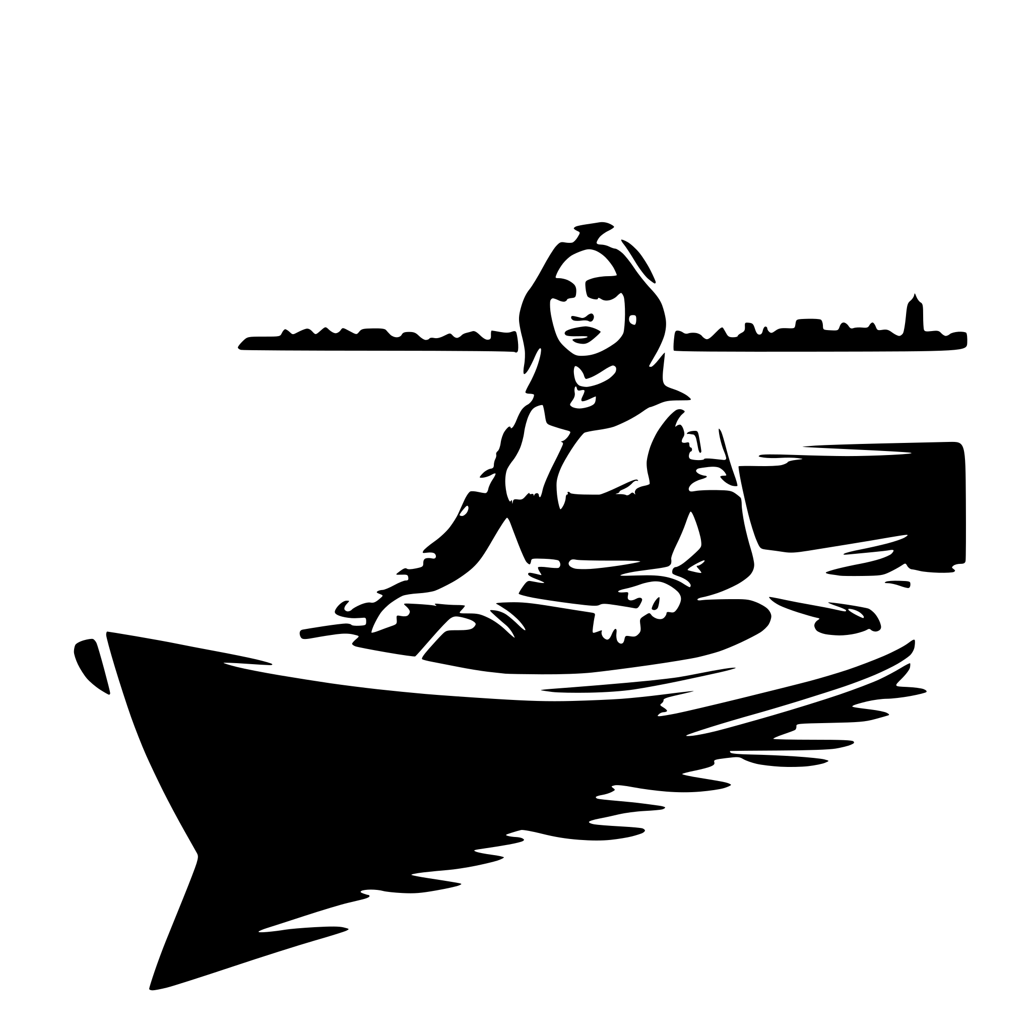 AI-generated SVG of a woman in a pink kayak
