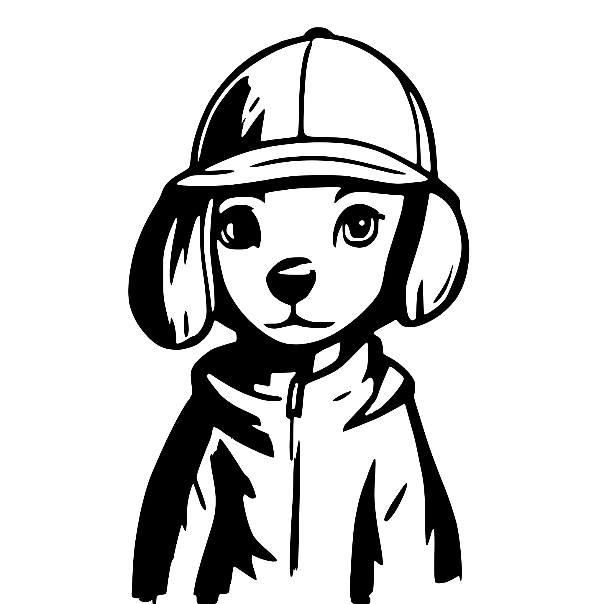 AI-generated SVG of a tiny dog face wearing massive hiphop cap