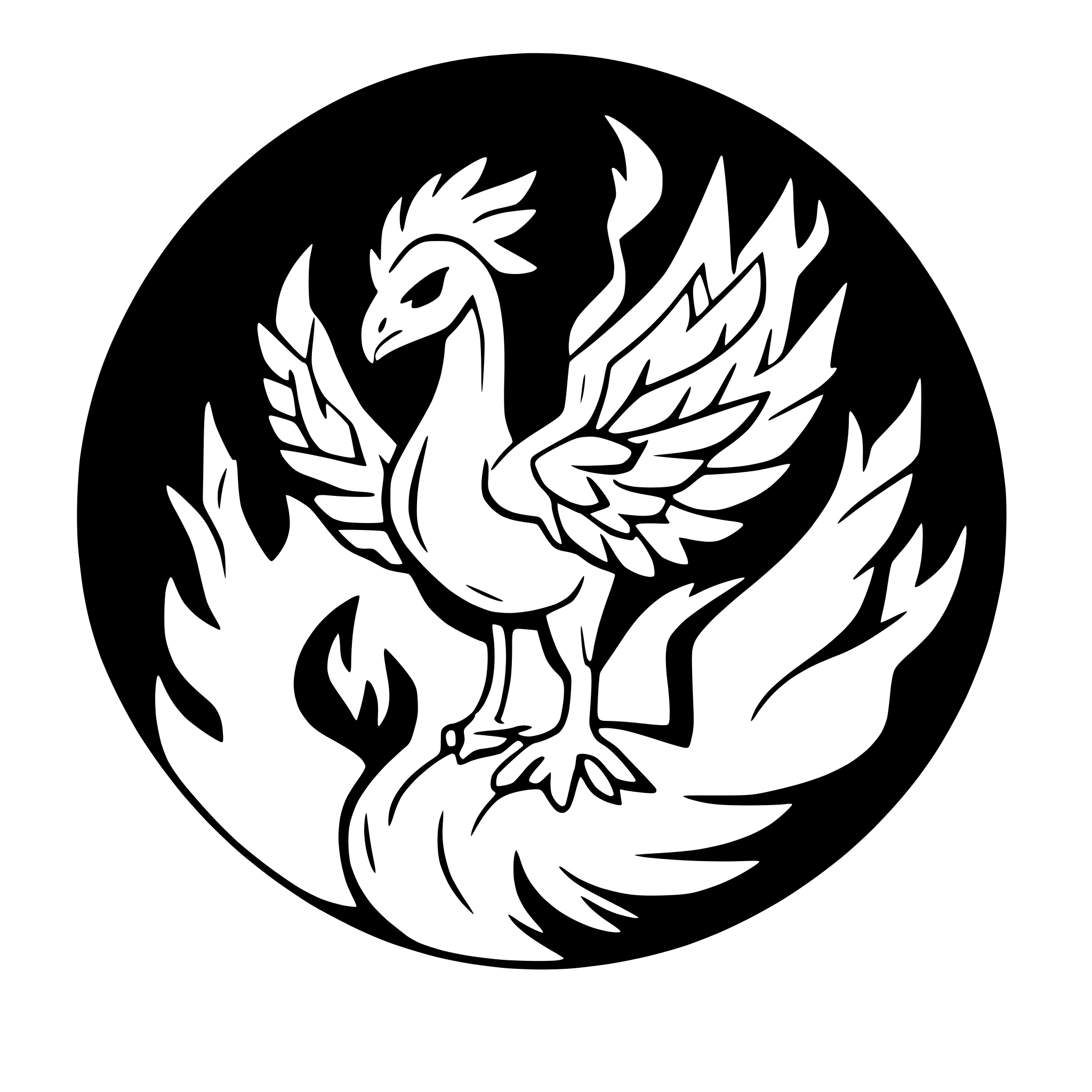 AI-generated SVG of 'A phoenix sitting in flames.'