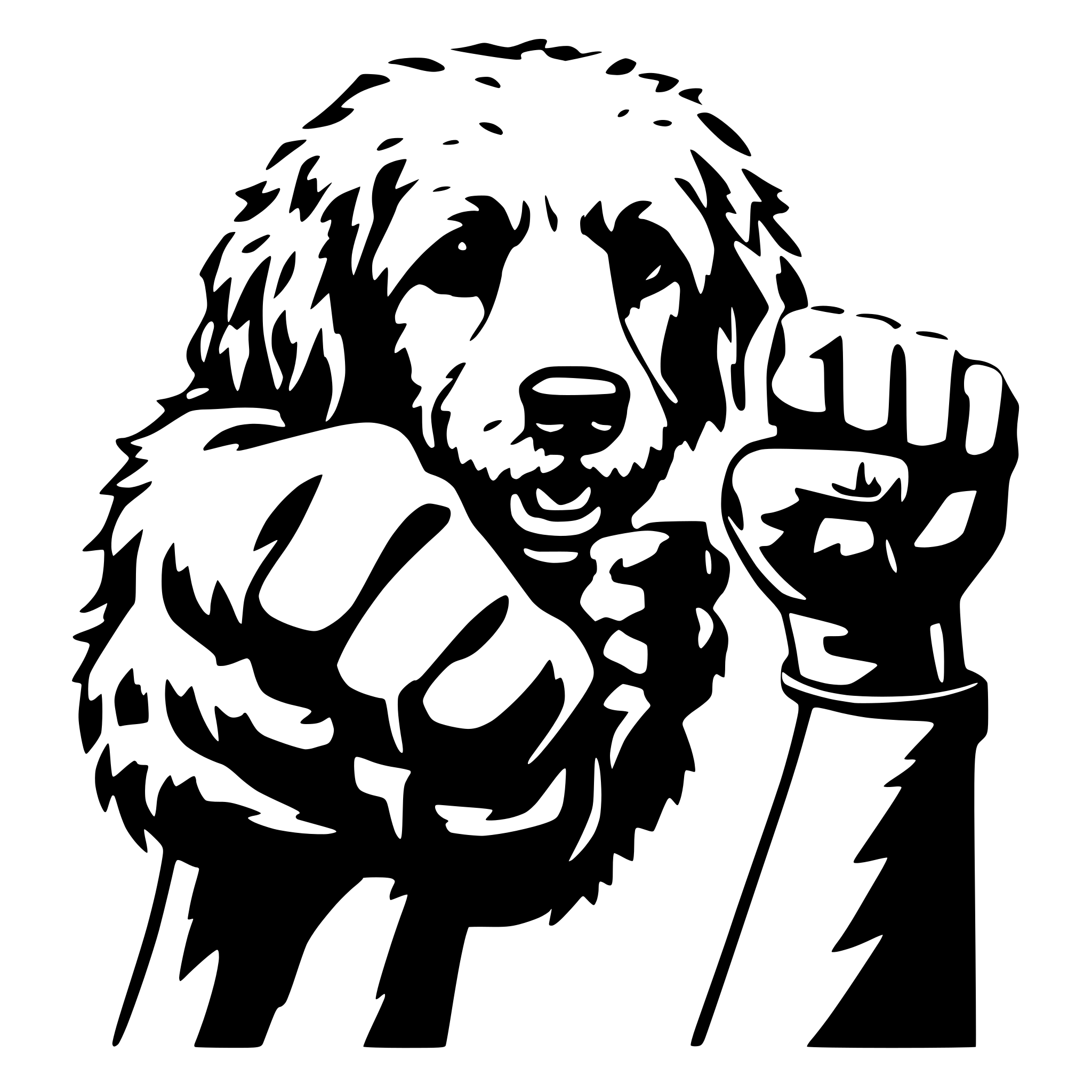 AI-generated SVG of 'labradoodle fist bumping person'