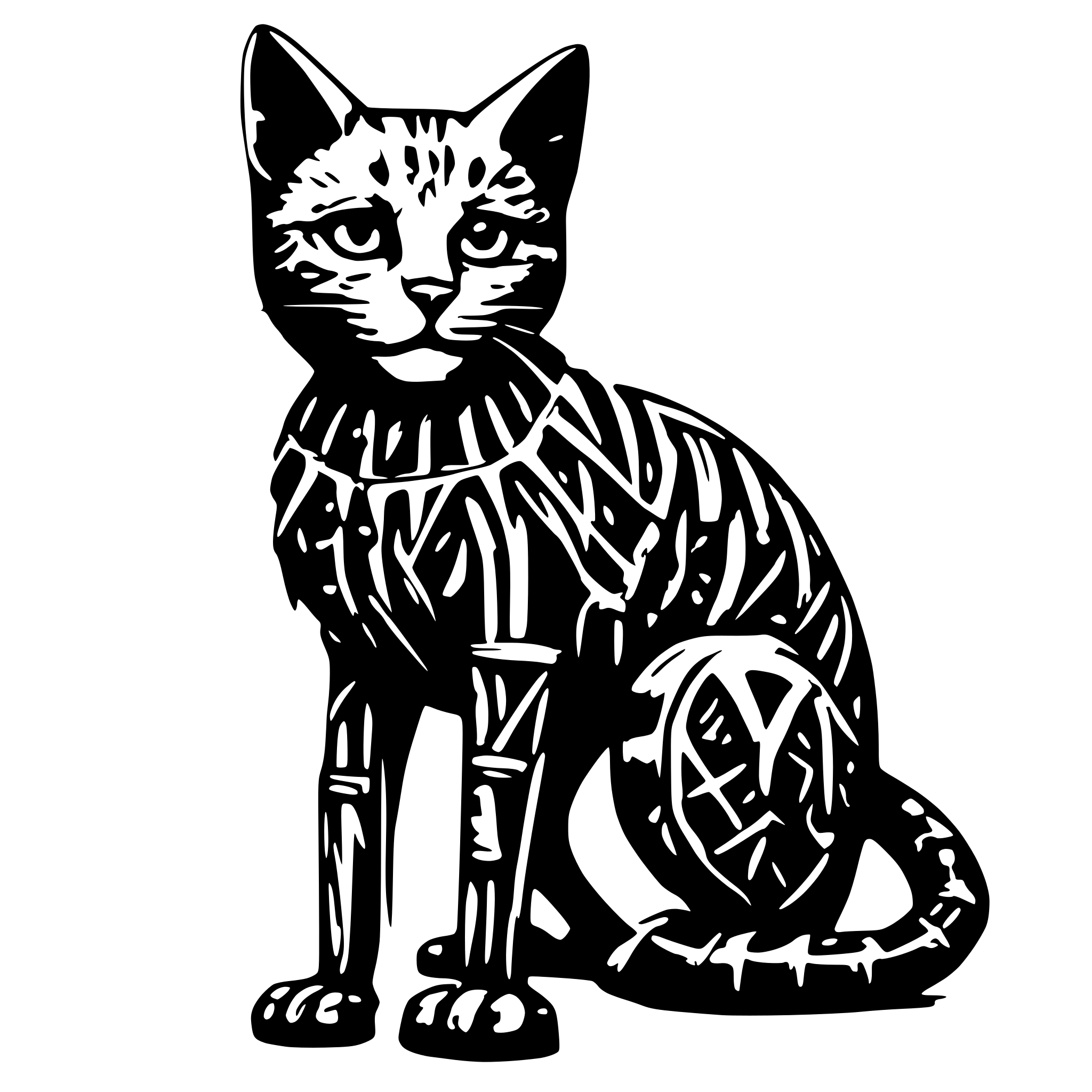 AI-generated SVG of a Generate a skeleton in the shape of a cat.