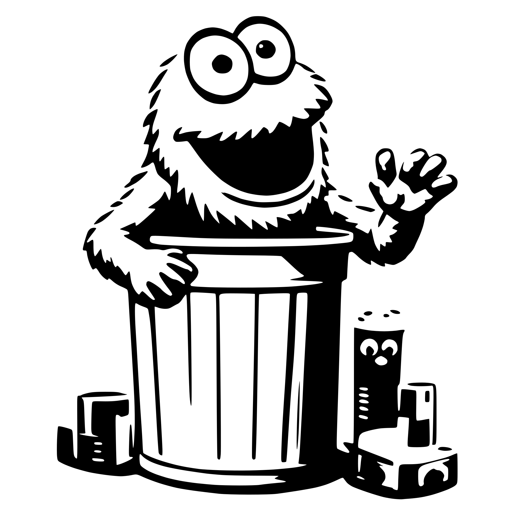 AI-generated SVG of 'Cookie Monster from the garbage can'