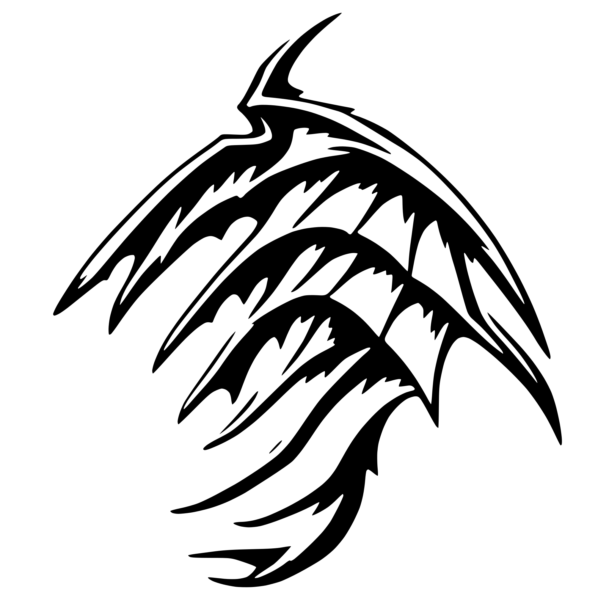 AI-generated SVG of a back view of folded dragon wings