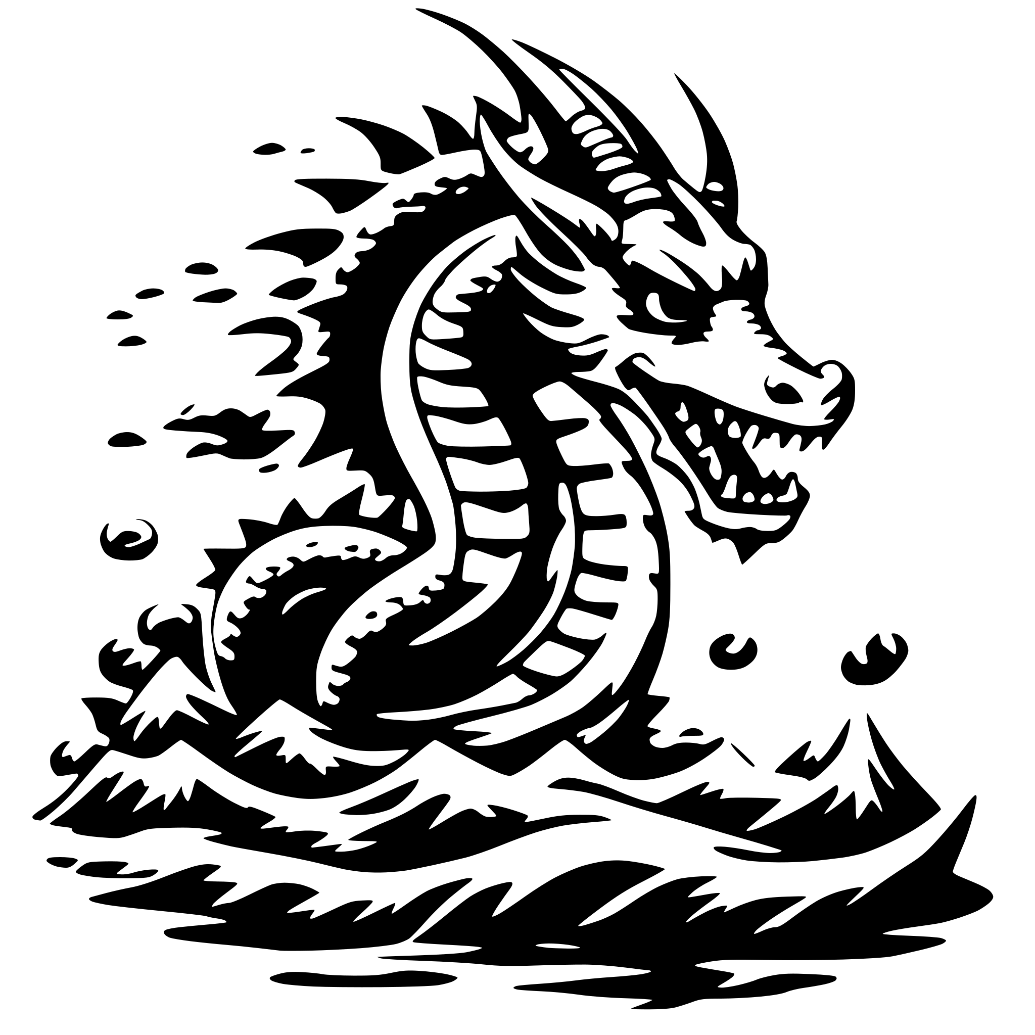 AI-generated SVG of 'A dragon rising out of the water in japanese style'