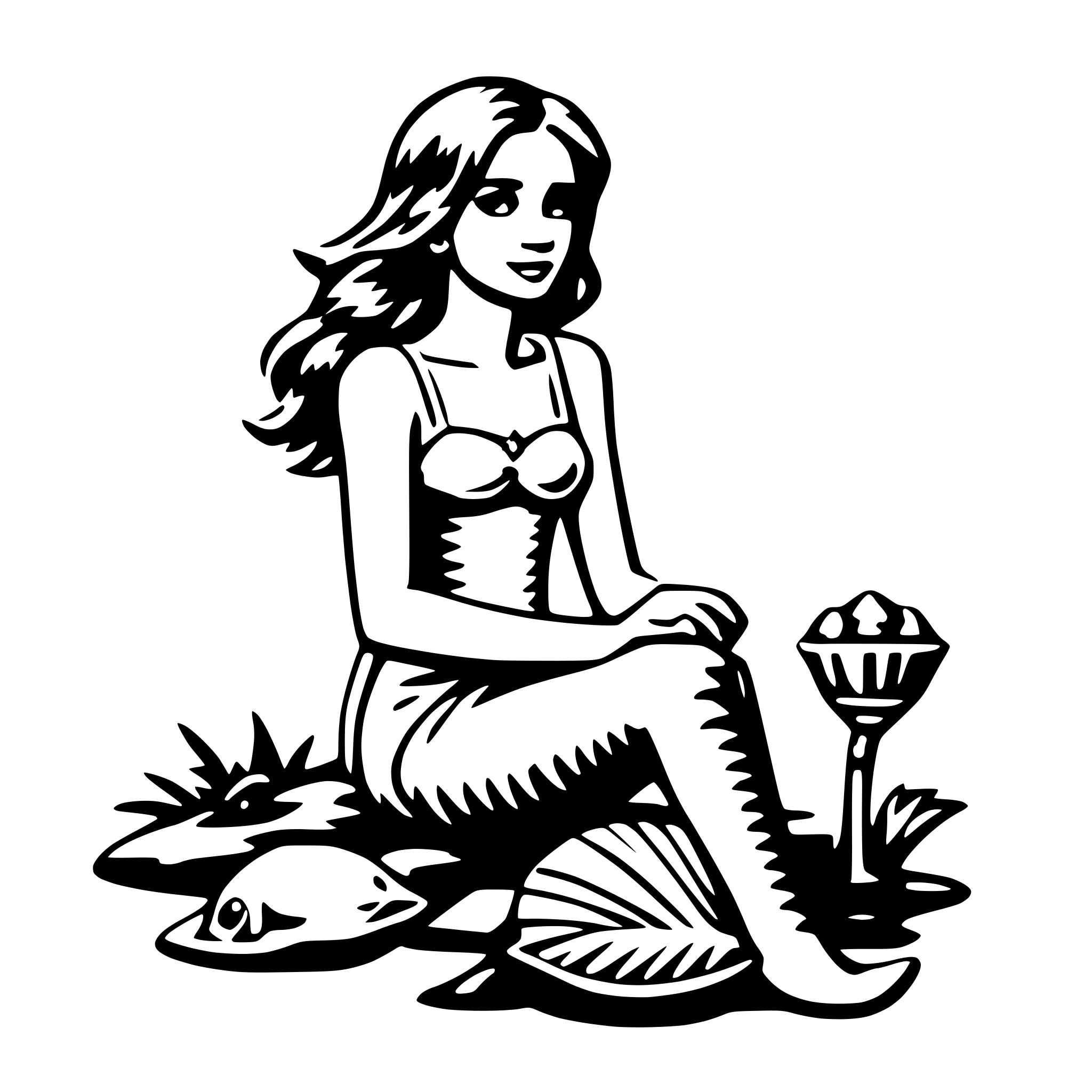 AI-generated SVG of 'mermaid with shell'