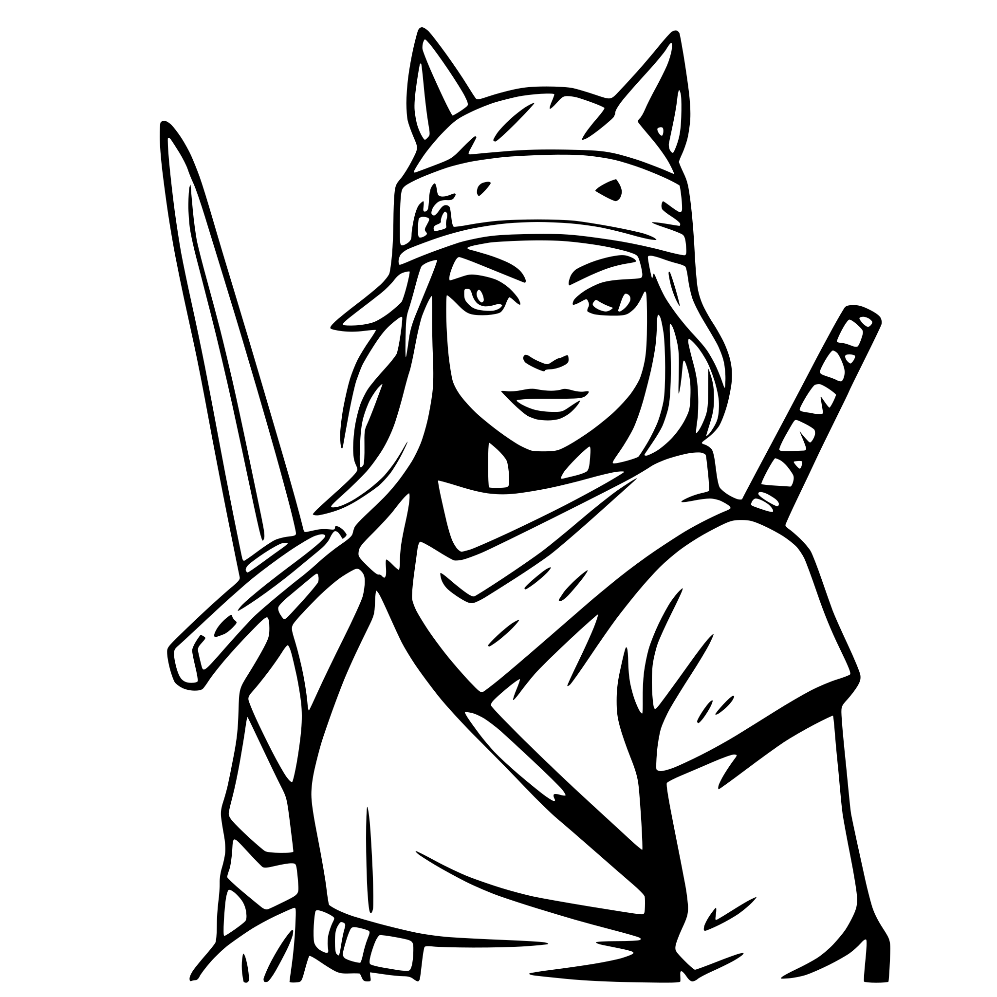 AI-generated SVG of a A blend of an ancient ninja assassin and a lynx