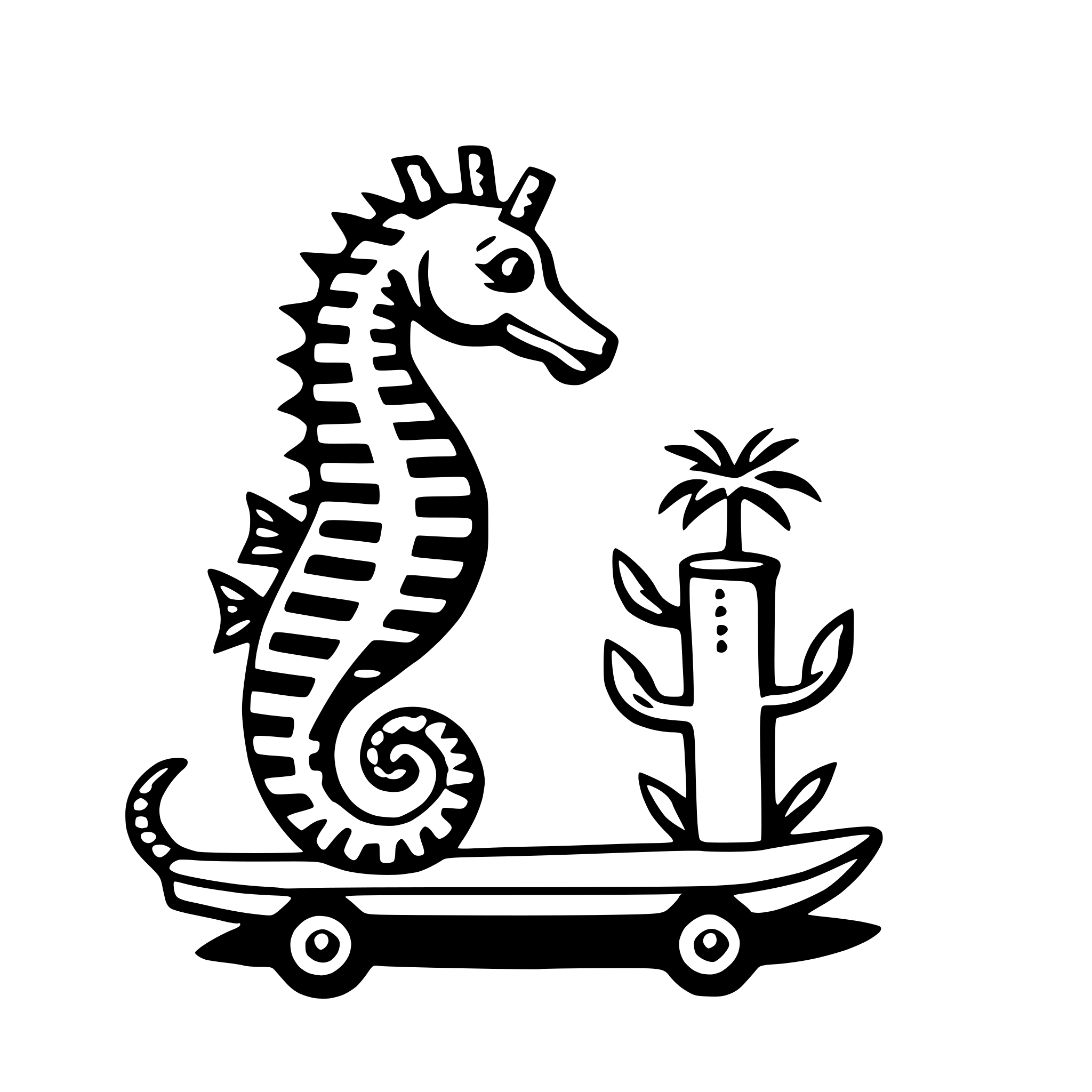 AI-generated SVG of 'seahorse with skateboard'