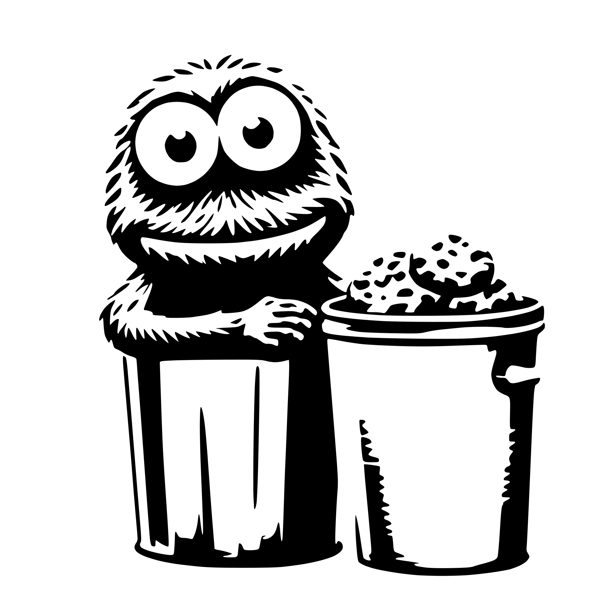 AI-generated SVG of a Cookie Monster from the garbage can