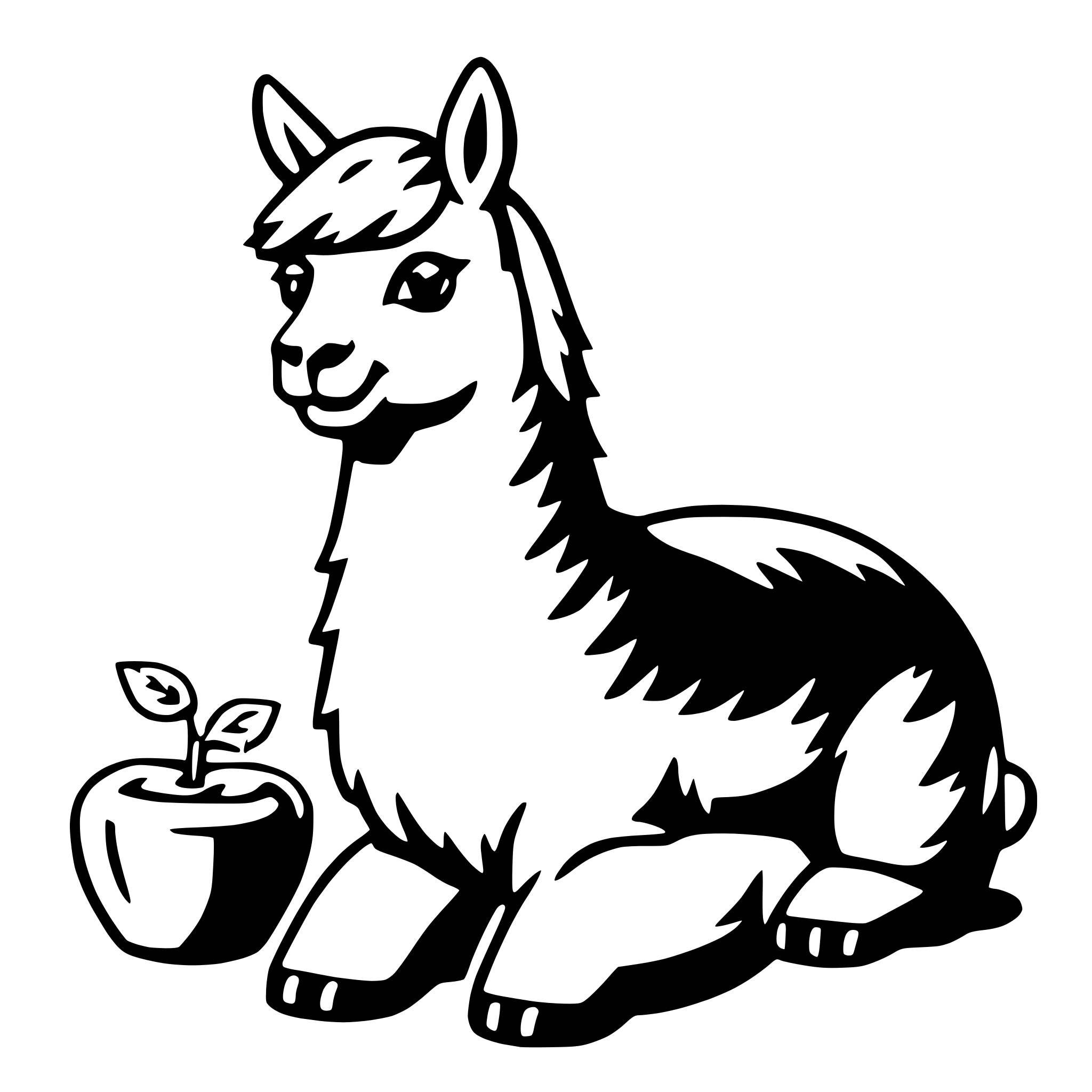 AI-generated SVG of 'alpaca with apple'