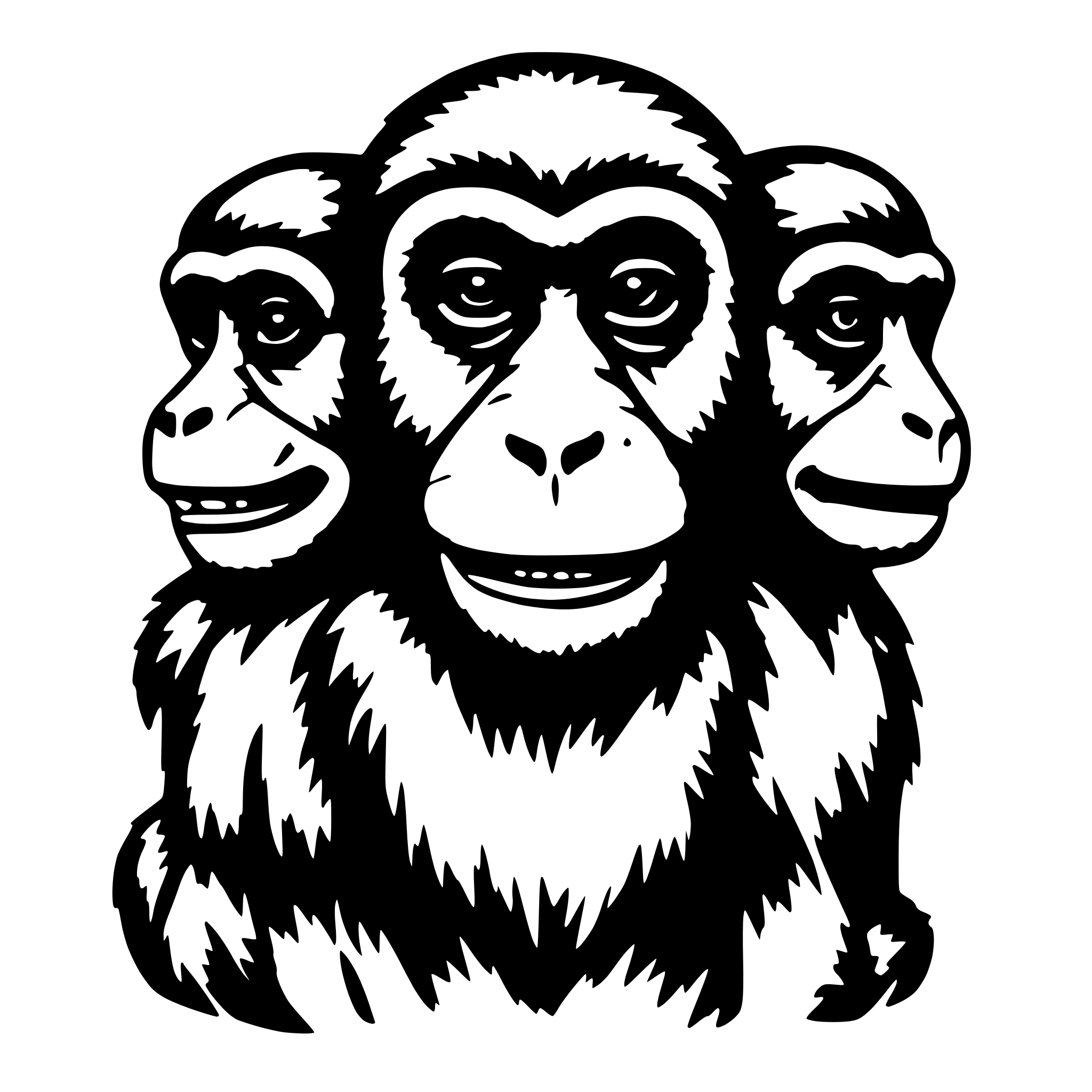 AI-generated SVG of a One monkey with three heads furry