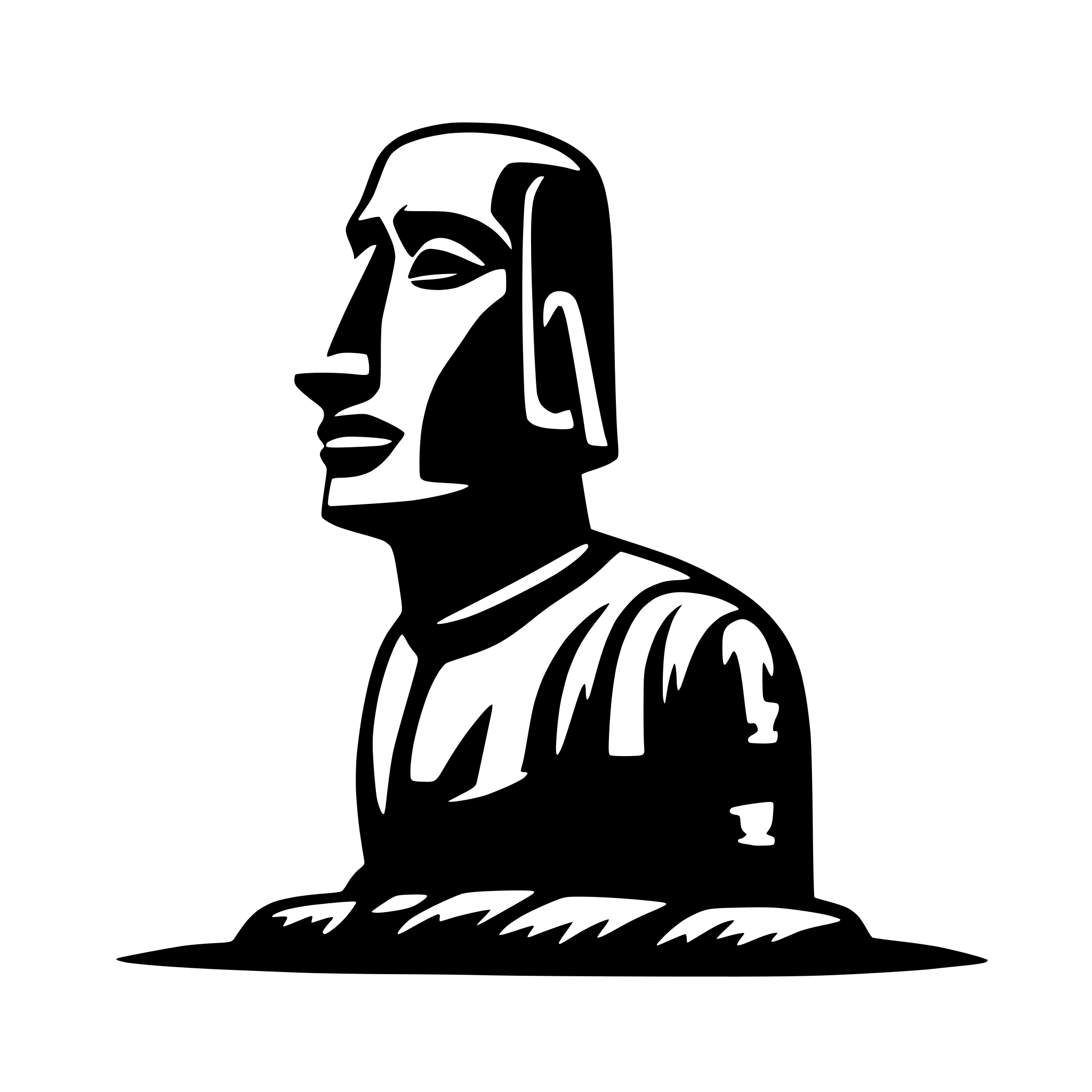 AI-generated SVG of a side view of a minimalist moai