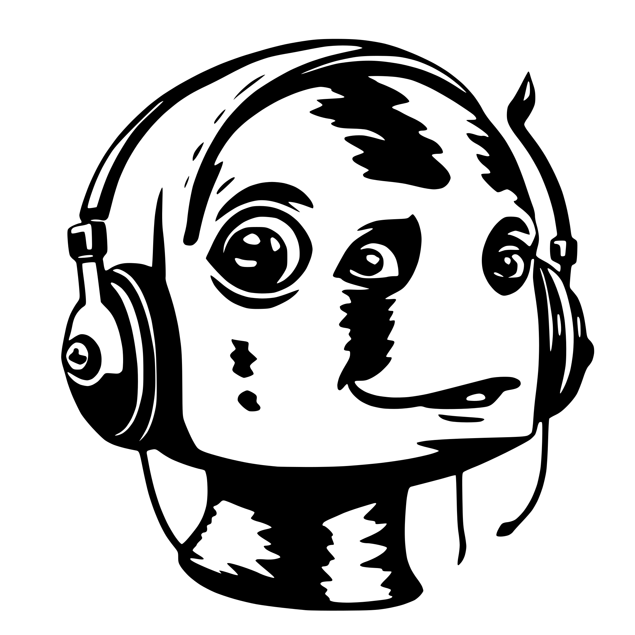 AI-generated SVG of 'draw fish headset simple line'