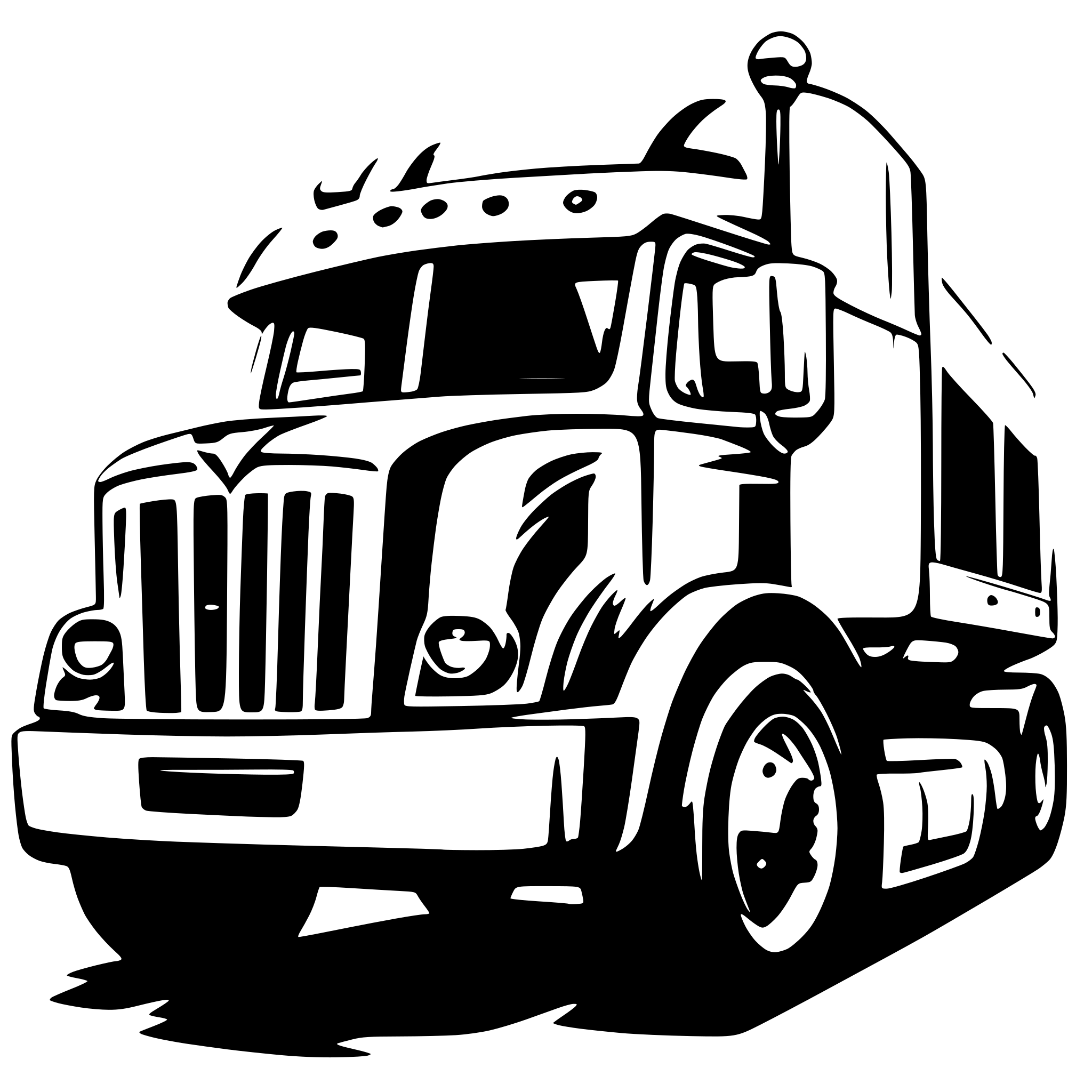 AI-generated SVG of a semi truck from bird perscpective