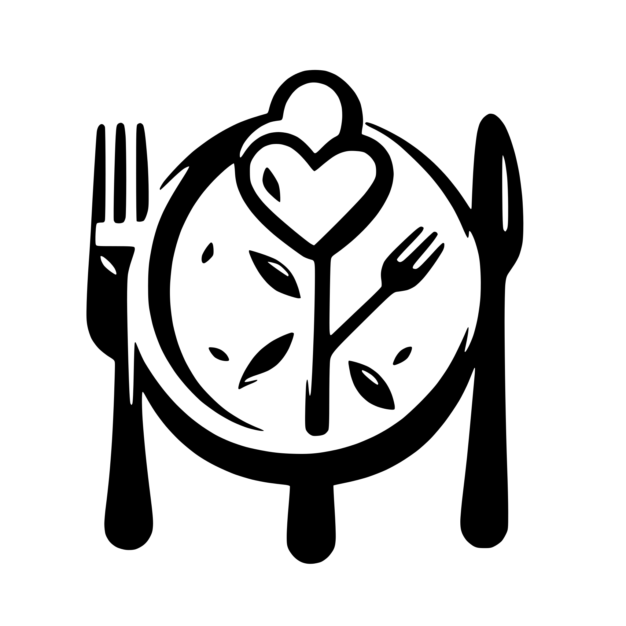 AI-generated SVG of a svg icon with heart in the center and fork and spoon on left and right of heart