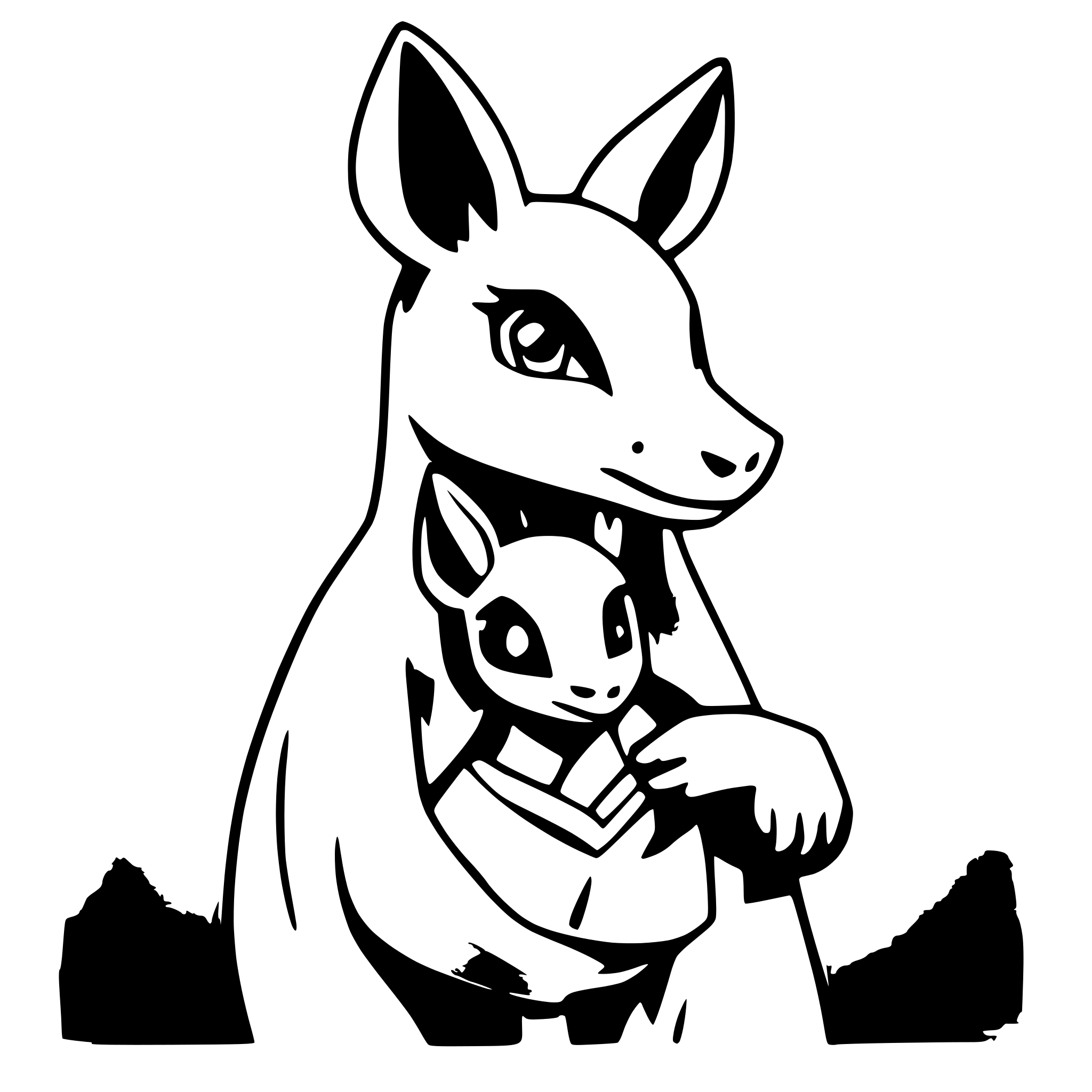 AI-generated SVG of a Mother kangaroo with joey in it's pouch.