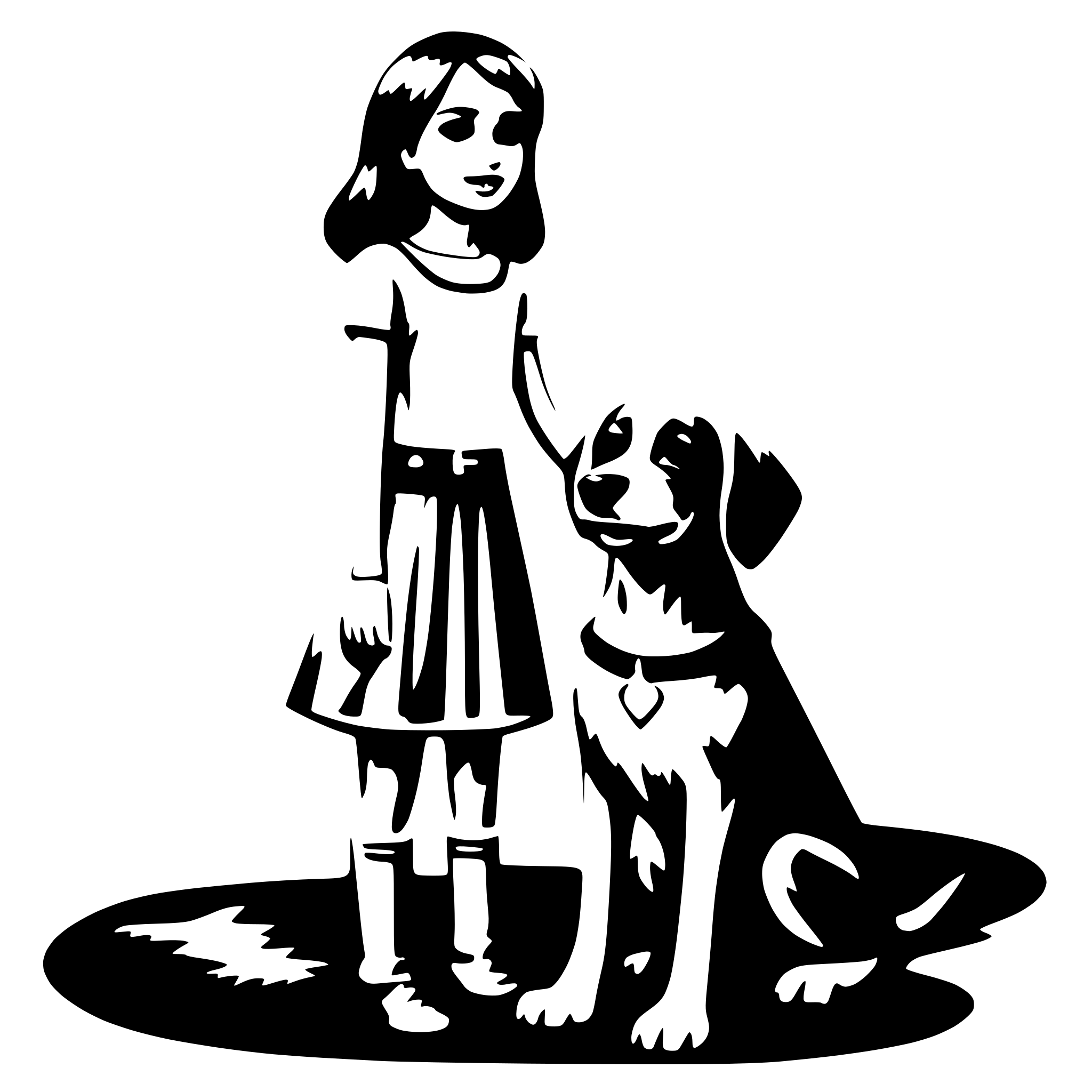 AI-generated SVG of 'girl width a dog'