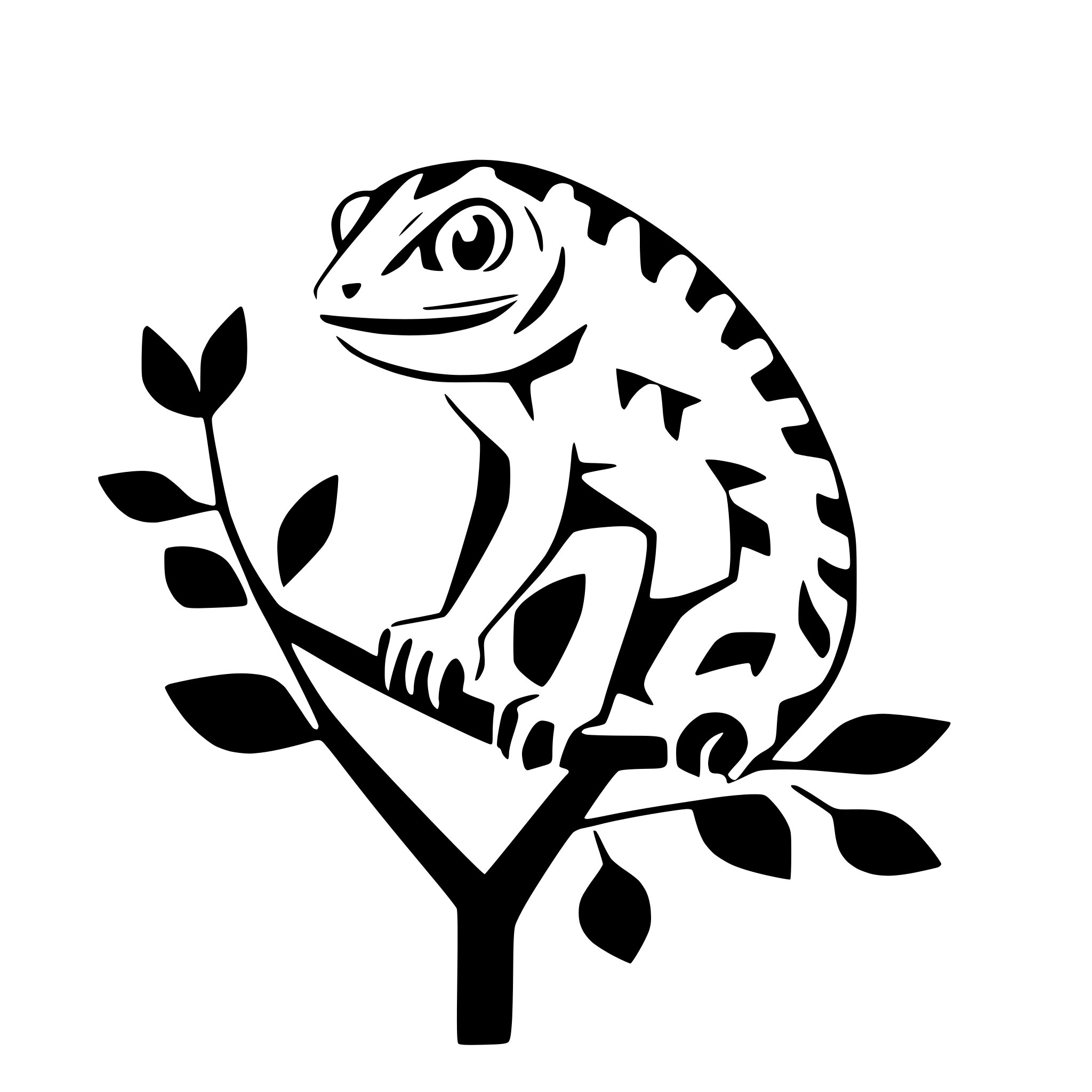 AI-generated SVG of a chameleon on a branch