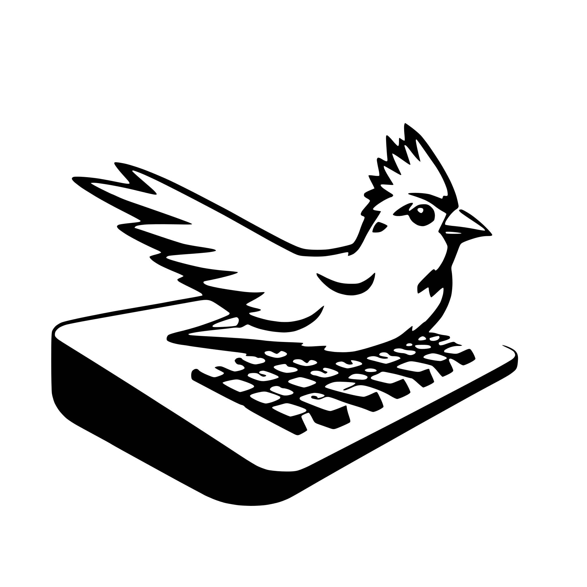 SVG for 'Simple very small cute bird-outline typing on a large floating ...