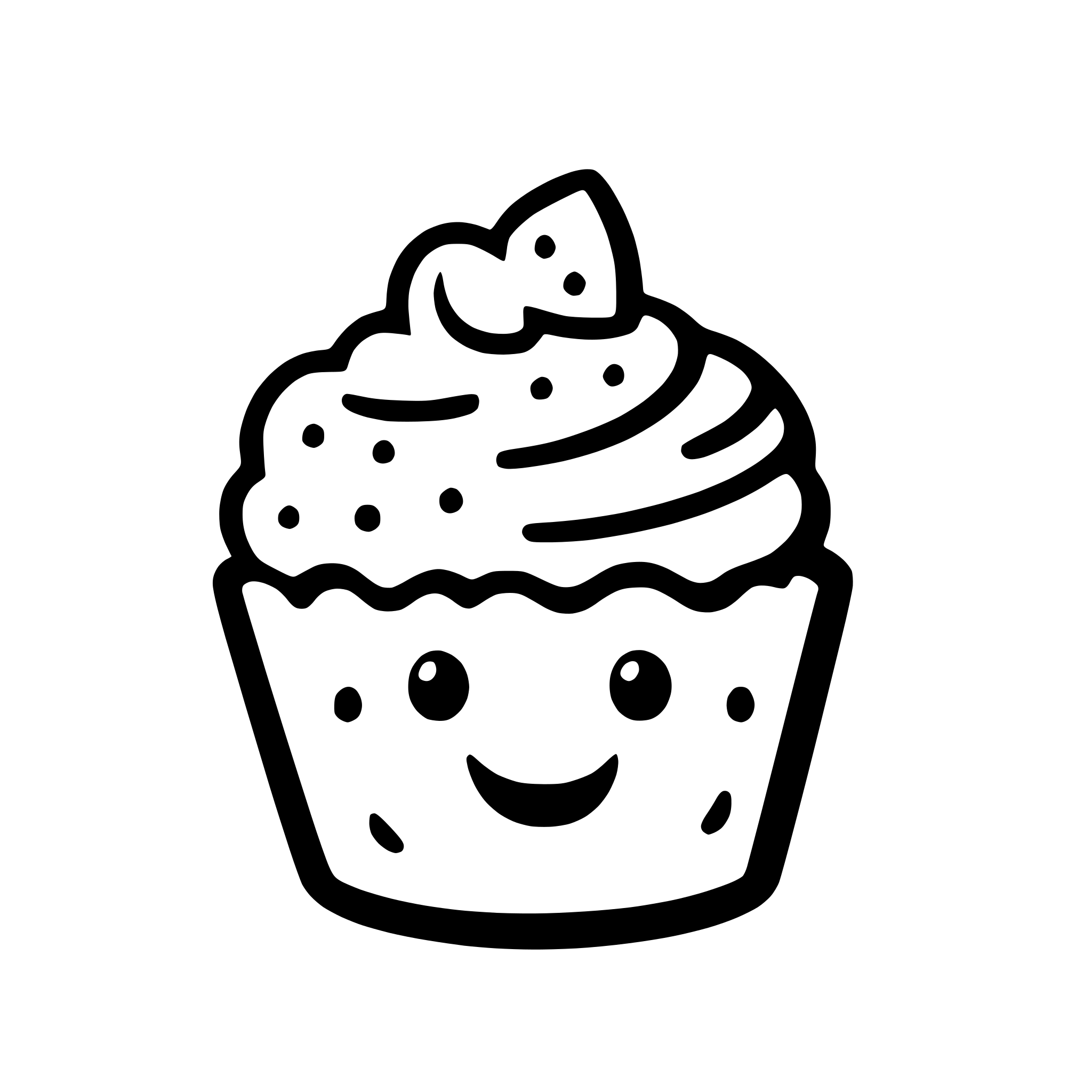 AI-generated SVG of a a cupcake with sprinkles and a smiley face