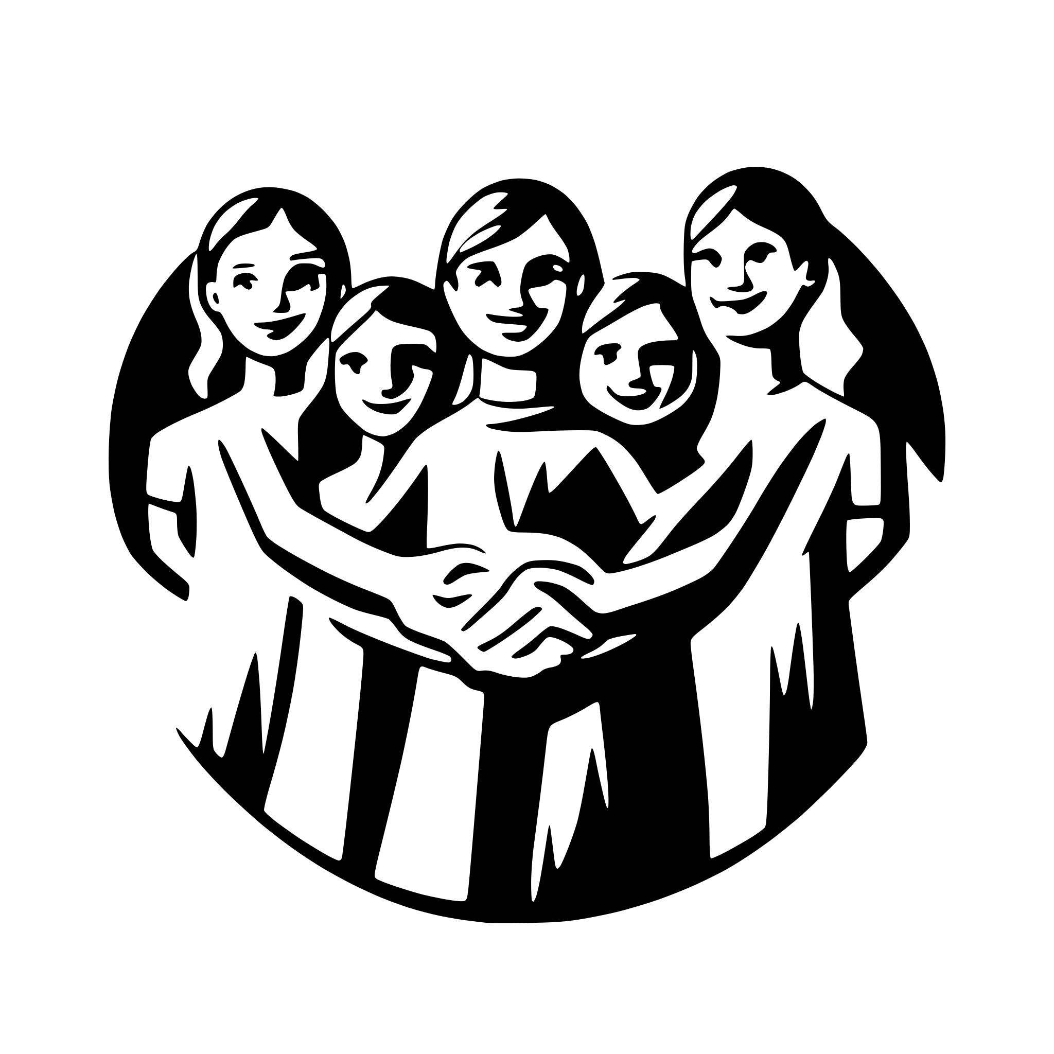 AI-generated SVG of 'educator with  8 children holding hands'