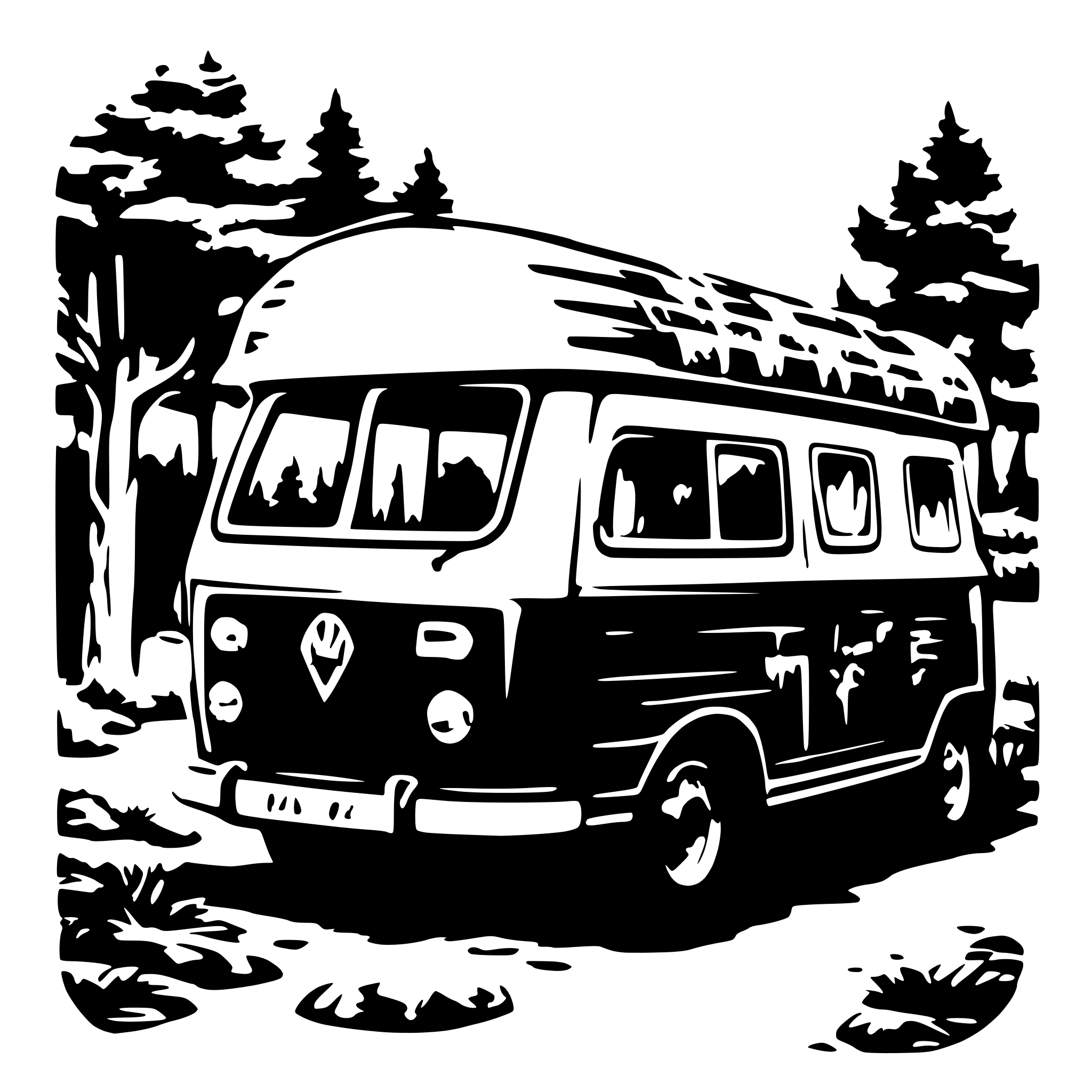 AI-generated SVG of 't1 camper van in the beautiful nature of norway'