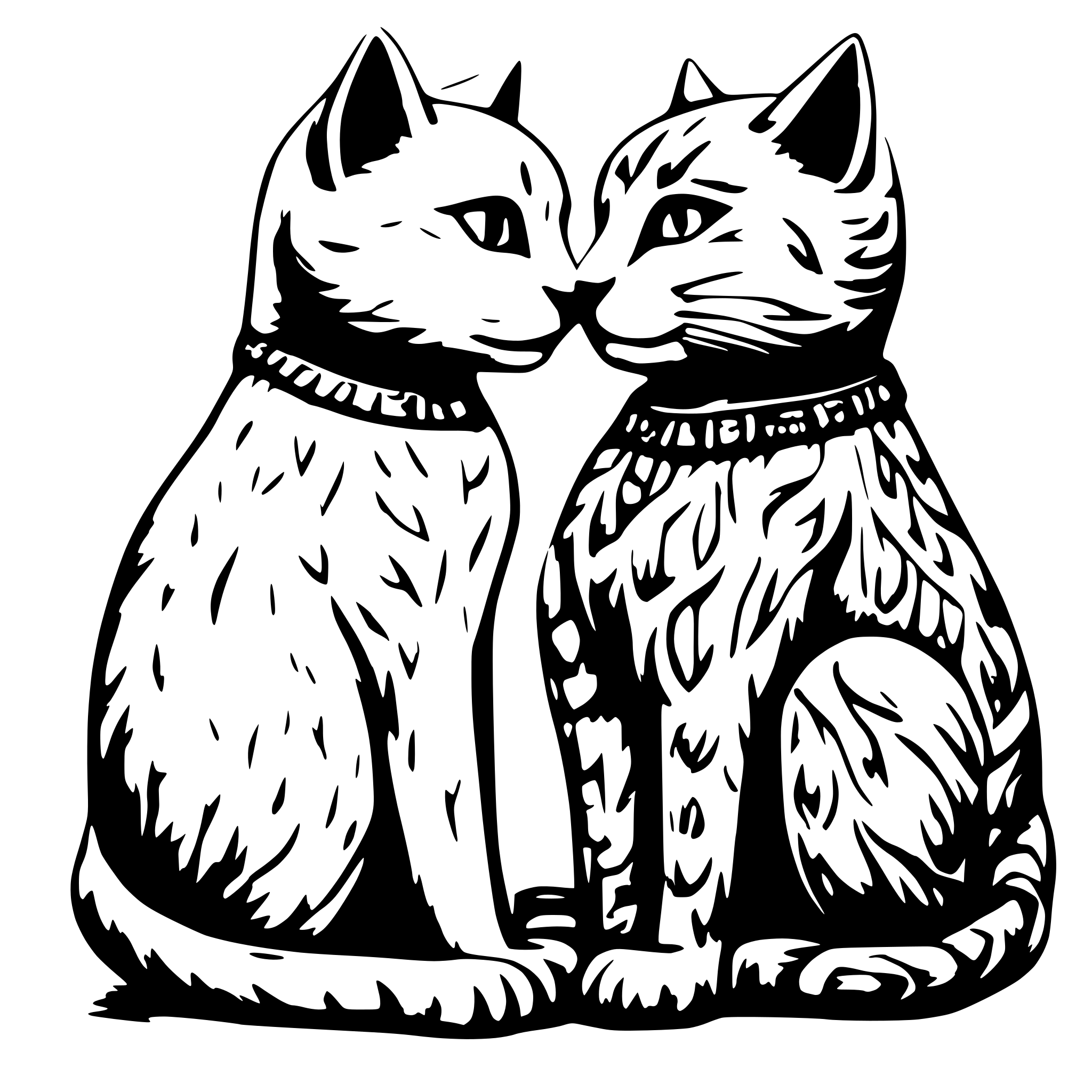 AI-generated SVG of 'Two cats of animals kiss'