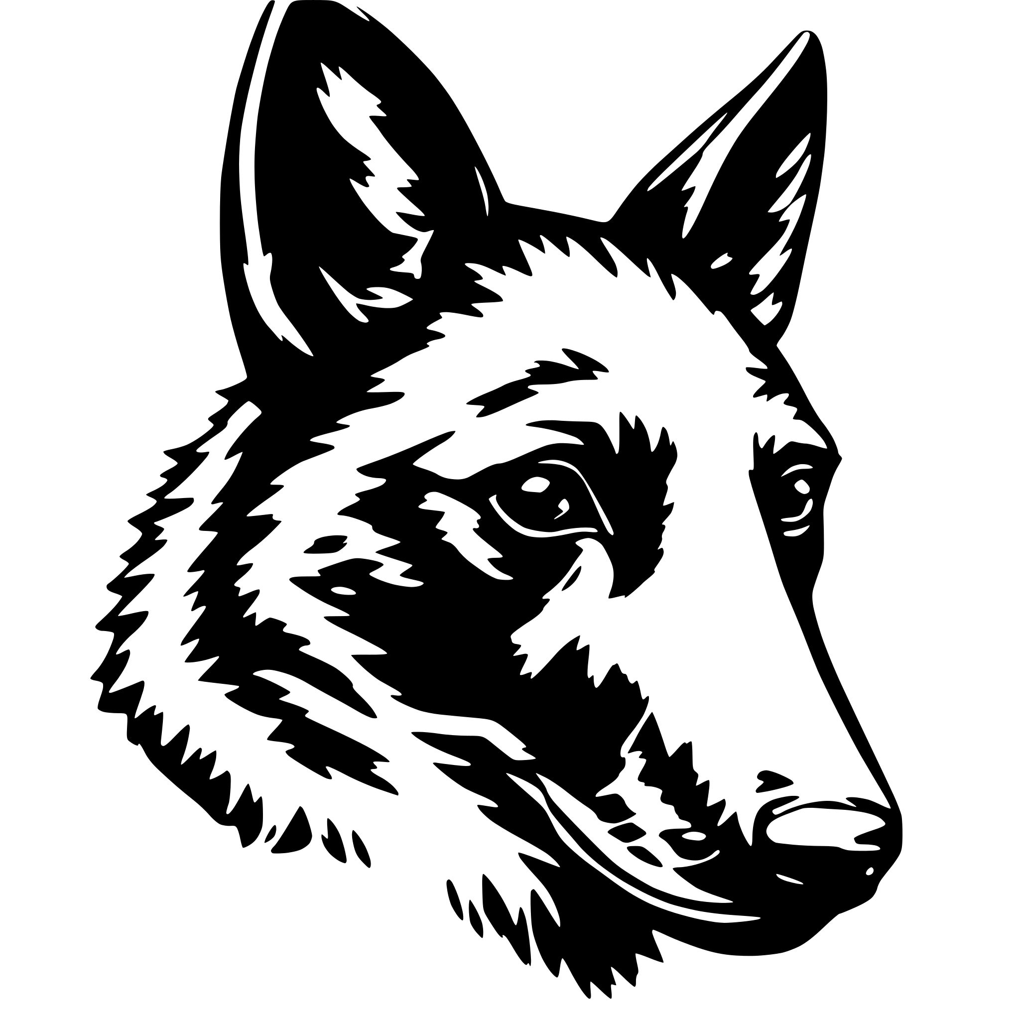AI-generated SVG of a hungarian mudi head side view