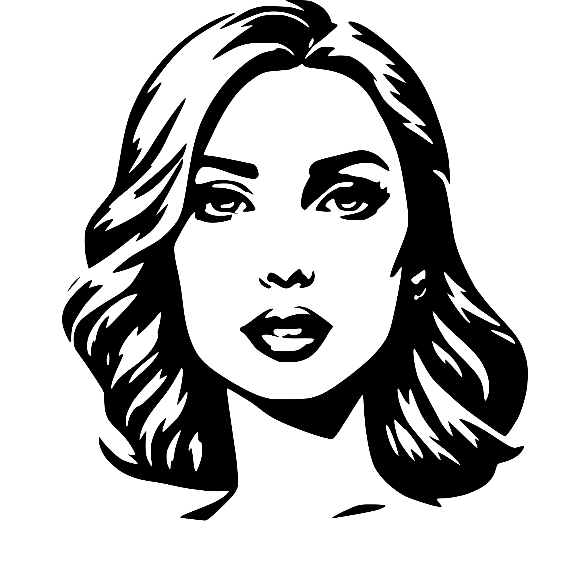 AI-generated SVG of a face of pretty woman