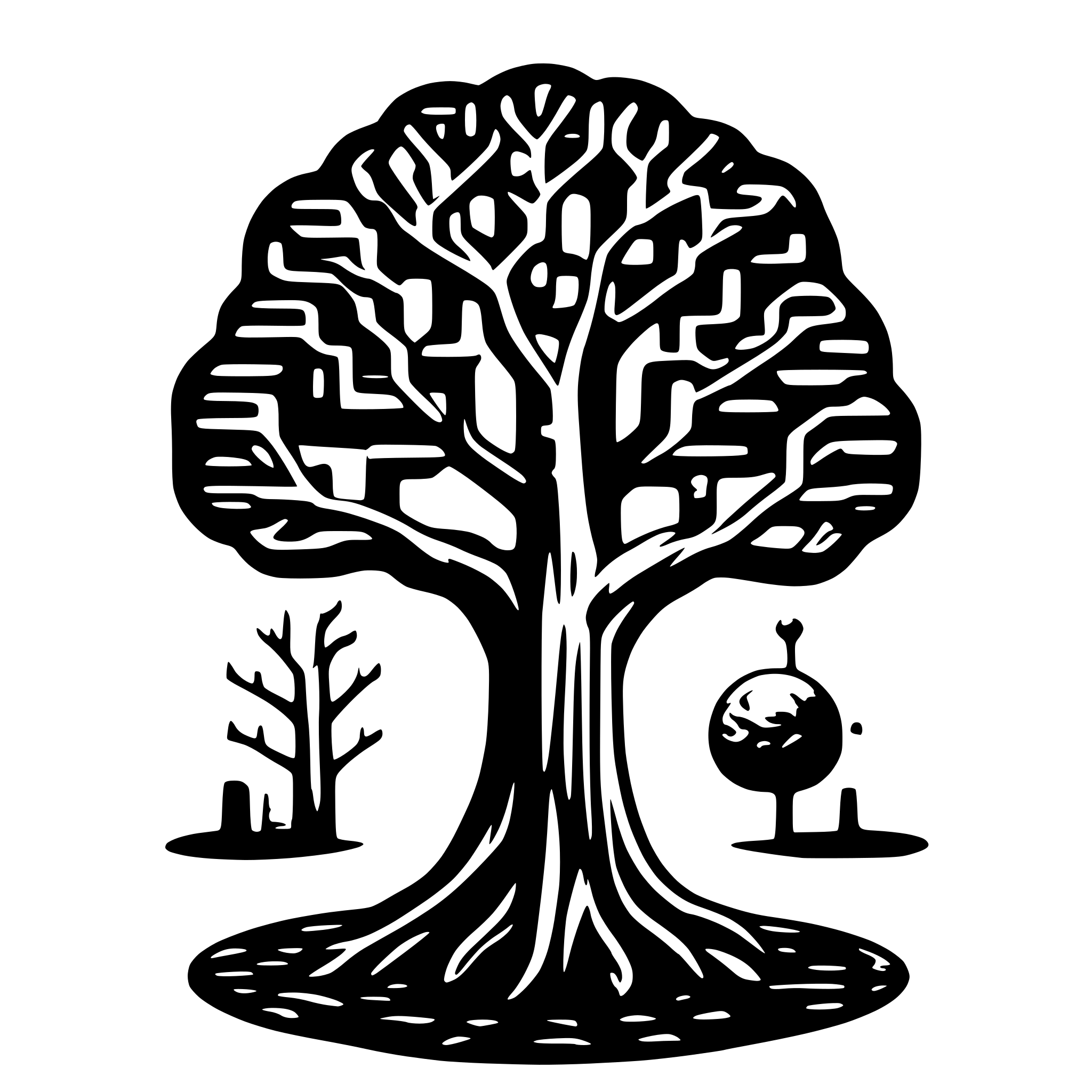 AI-generated SVG of a weird psychedelic tree, circuits