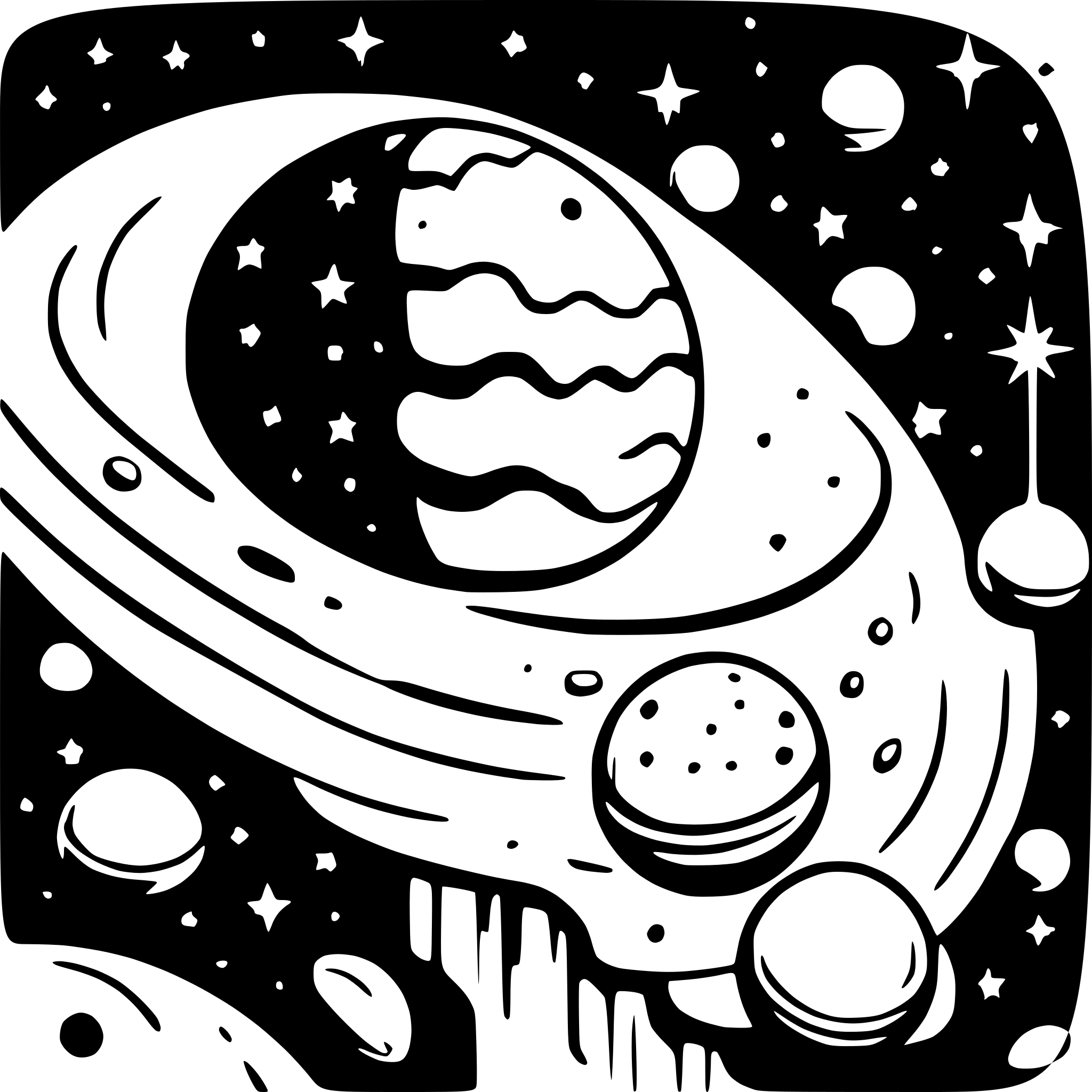 AI-generated SVG of a planets, galaxies, stars, comets, asteroids