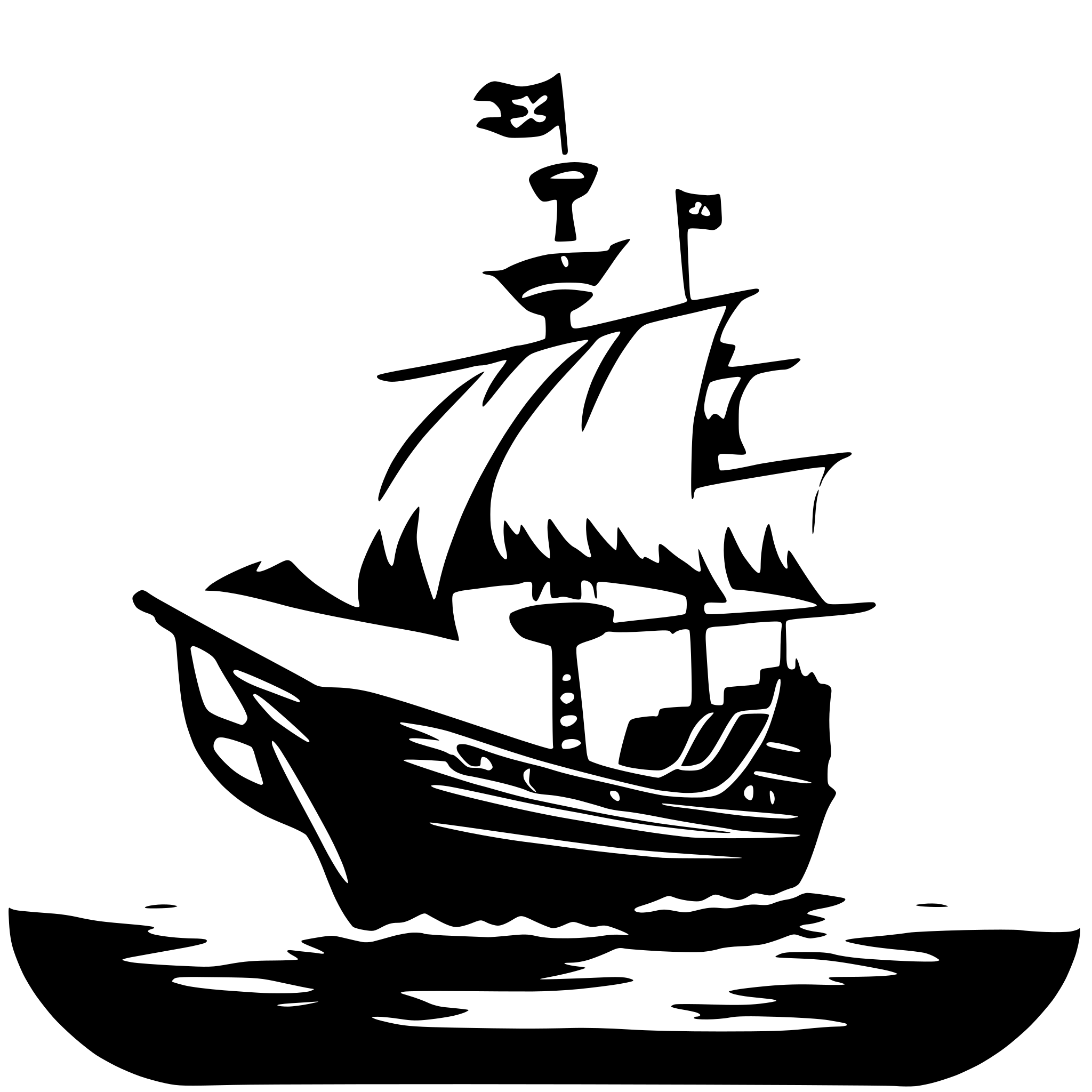 AI-generated SVG of 'dar blue Pirate ship'