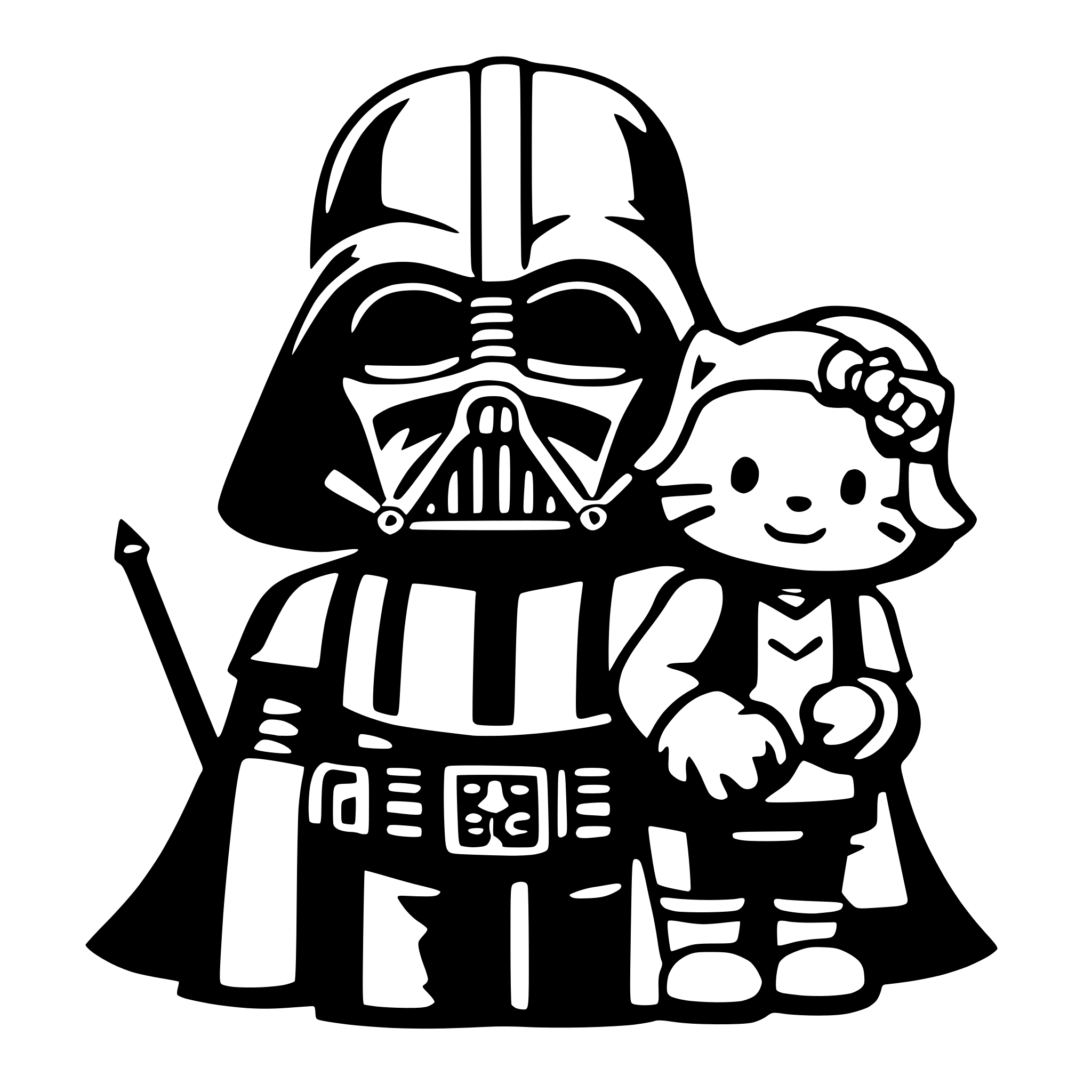 AI-generated SVG of a darth vader and hello kitty