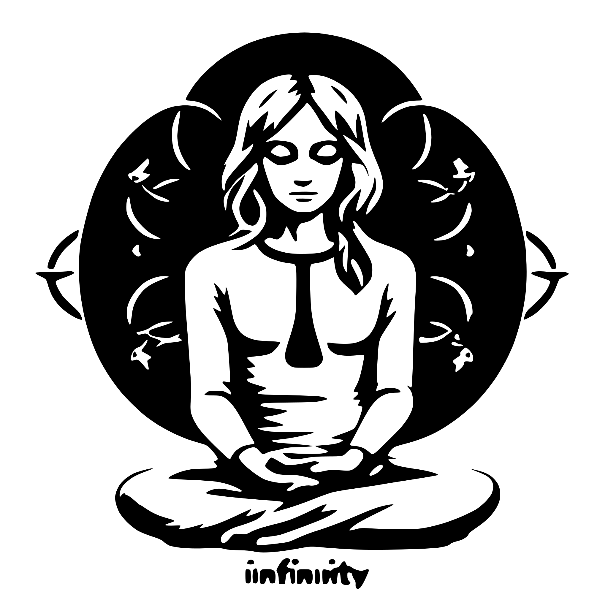 AI-generated SVG of 'meditating person as infinity symbol'
