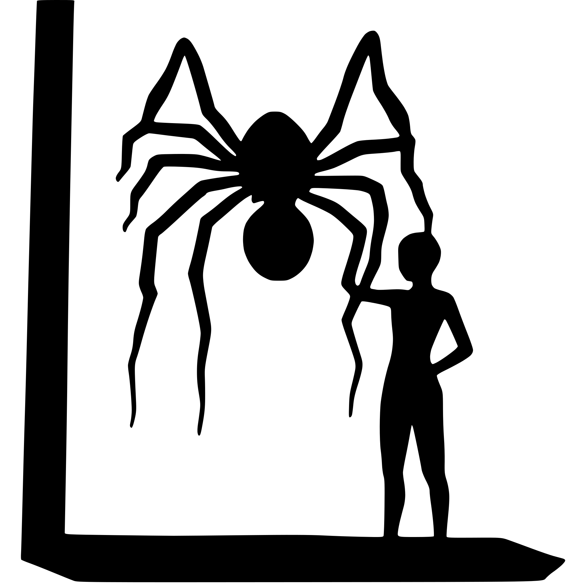 AI-generated SVG of a A 50 foot tall spider holding a person
