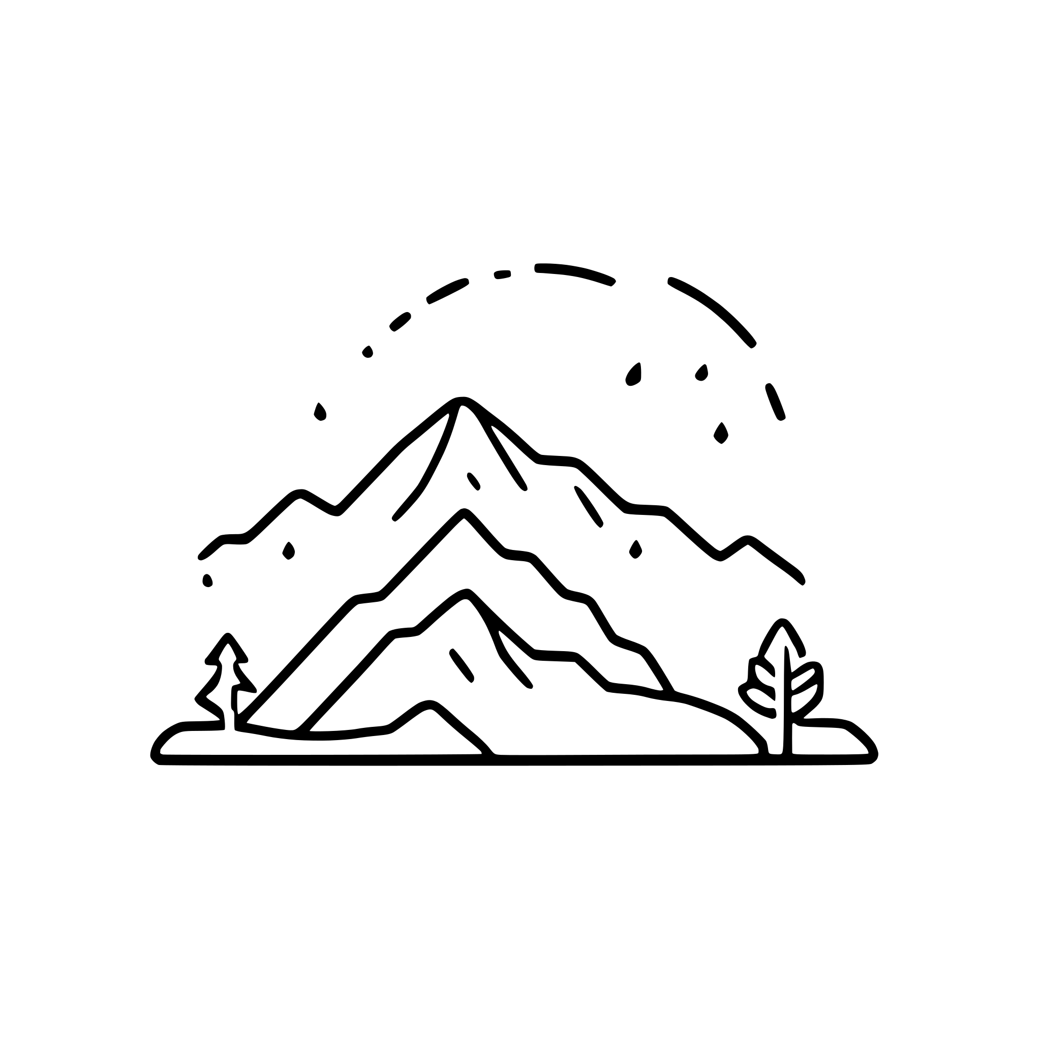 AI-generated SVG of a mountain range outline, a minimalistic, icon-based style, simplified shapes, clean lines