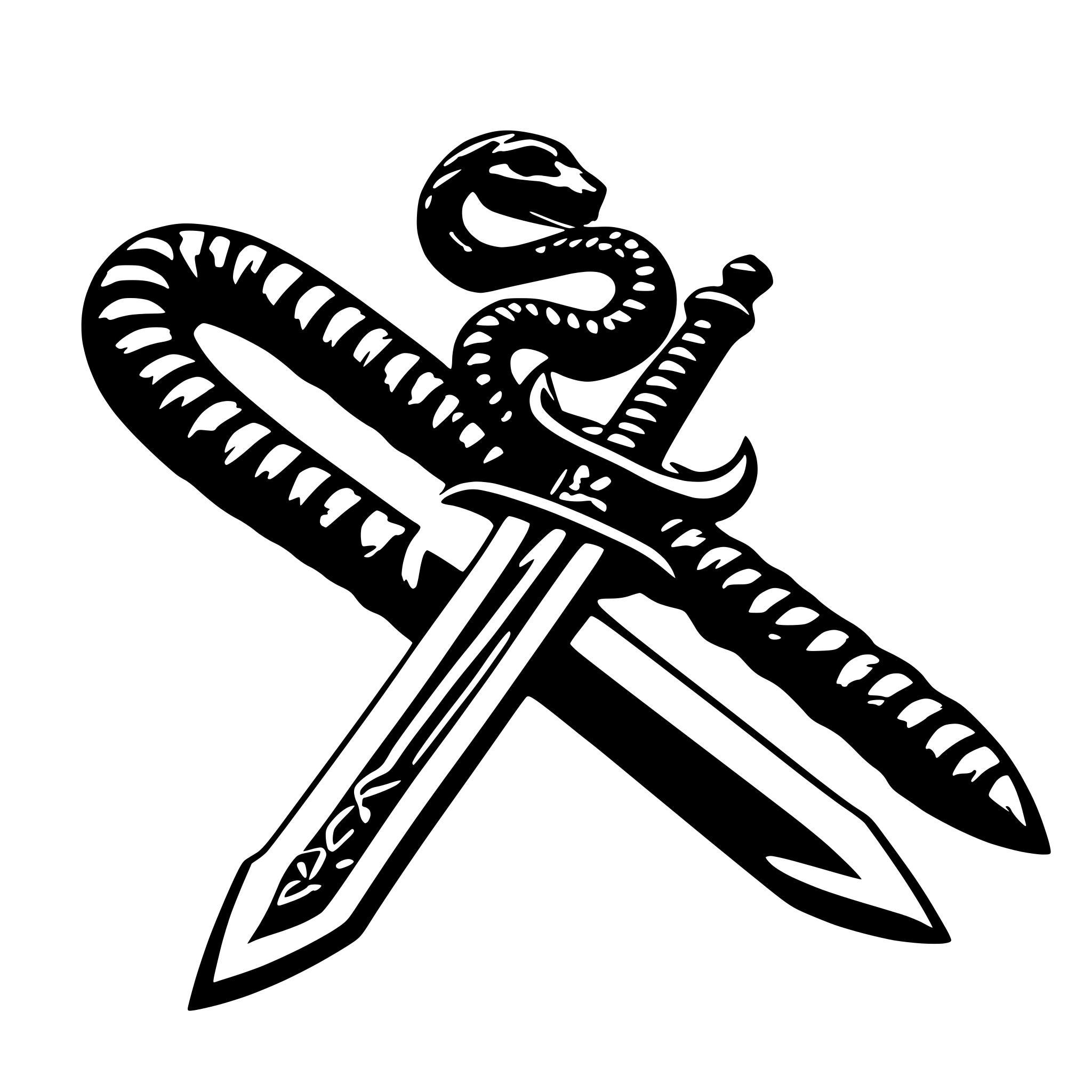 AI-generated SVG of 'sword and snake wrapped'