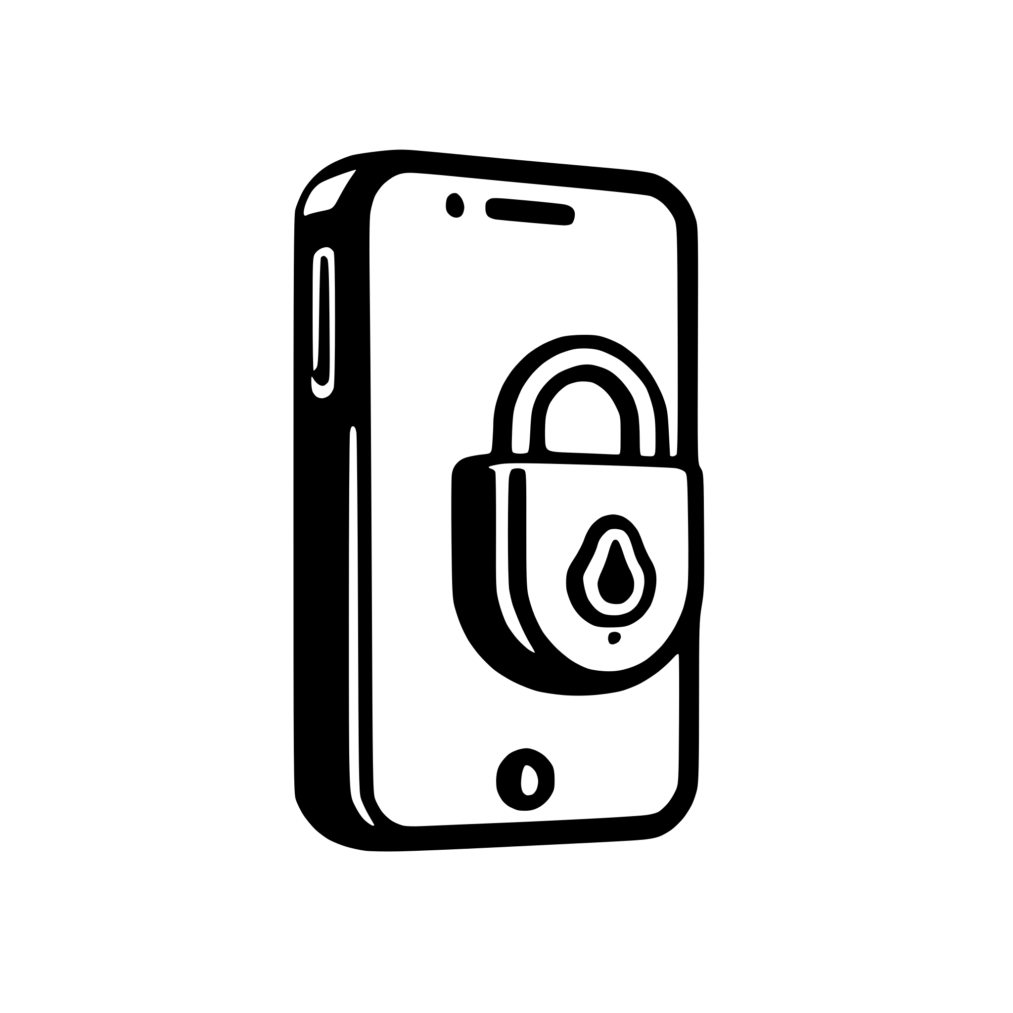 AI-generated SVG of a A stylized illustration of a smartphone with a padlock. The smartphone is depicted on the left side of the image, featuring a light teal-blue screen with three small light gray dots. The phone's frame is dark gray. The padlock, positioned on the right side and slightly overlapping the phone, is a light golden yellow with a dark gray keyhole. The padlock's metal parts are light gray. The image style is flat, using simple shapes and bold colors. The composition is straightforward, placing the phon