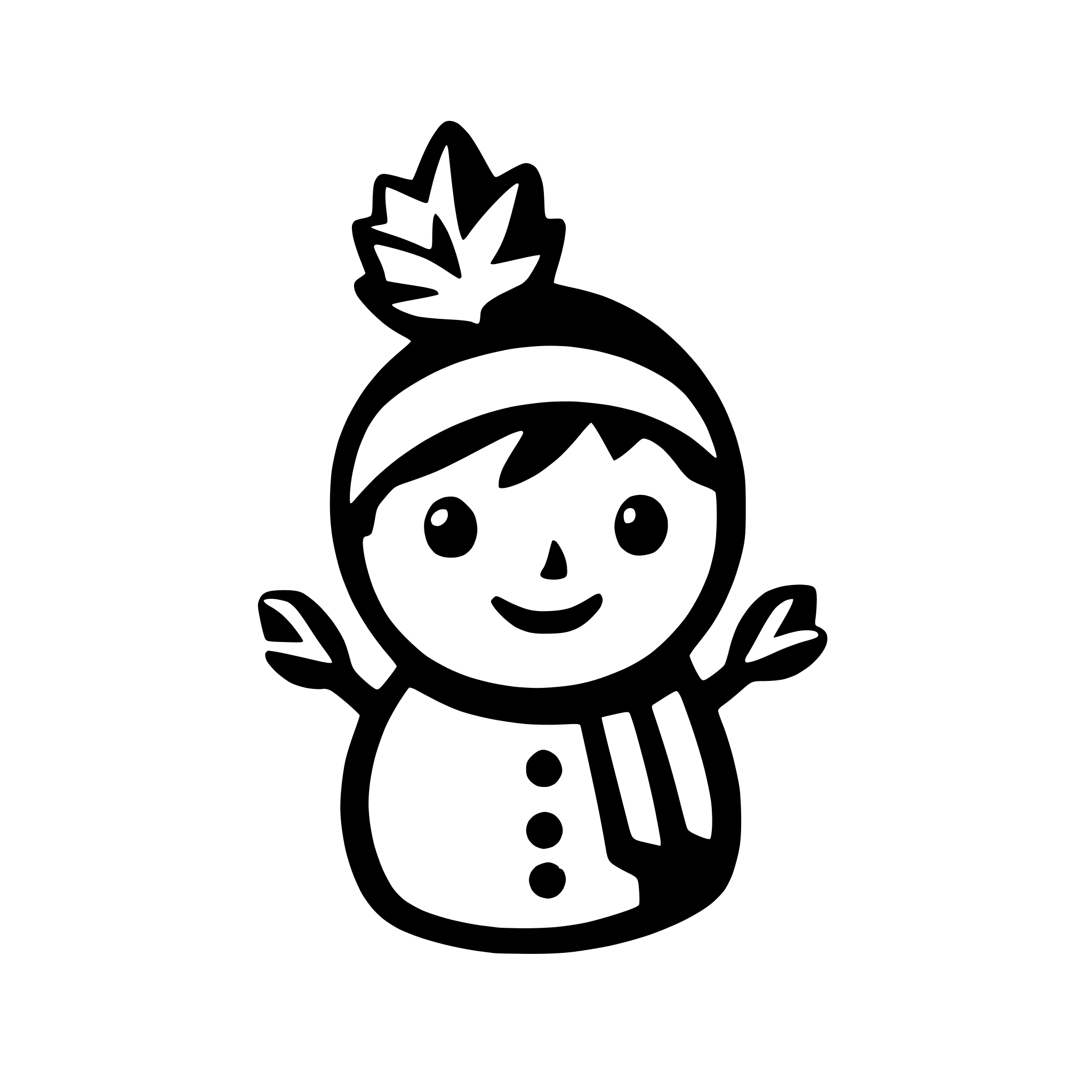 AI-generated SVG of a snowman wearing a crwon, icon style