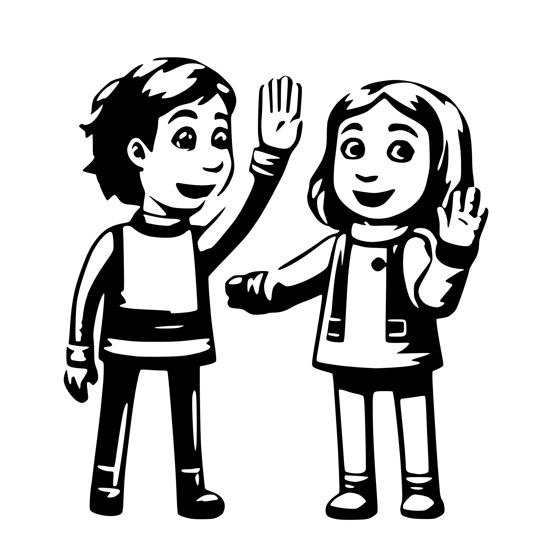 AI-generated SVG of 'two friends, highfive'