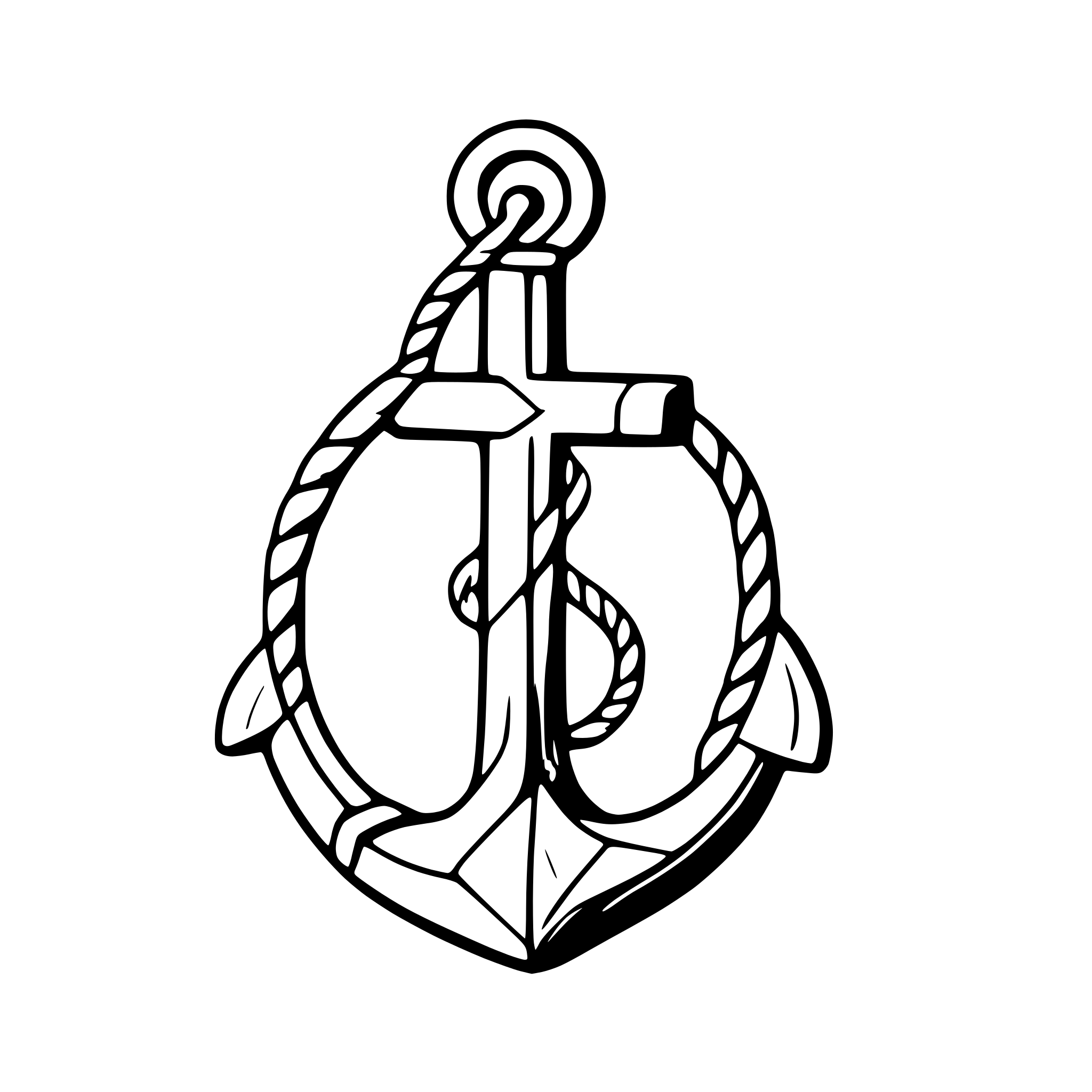 AI-generated SVG of 'anchor with rope and waves'