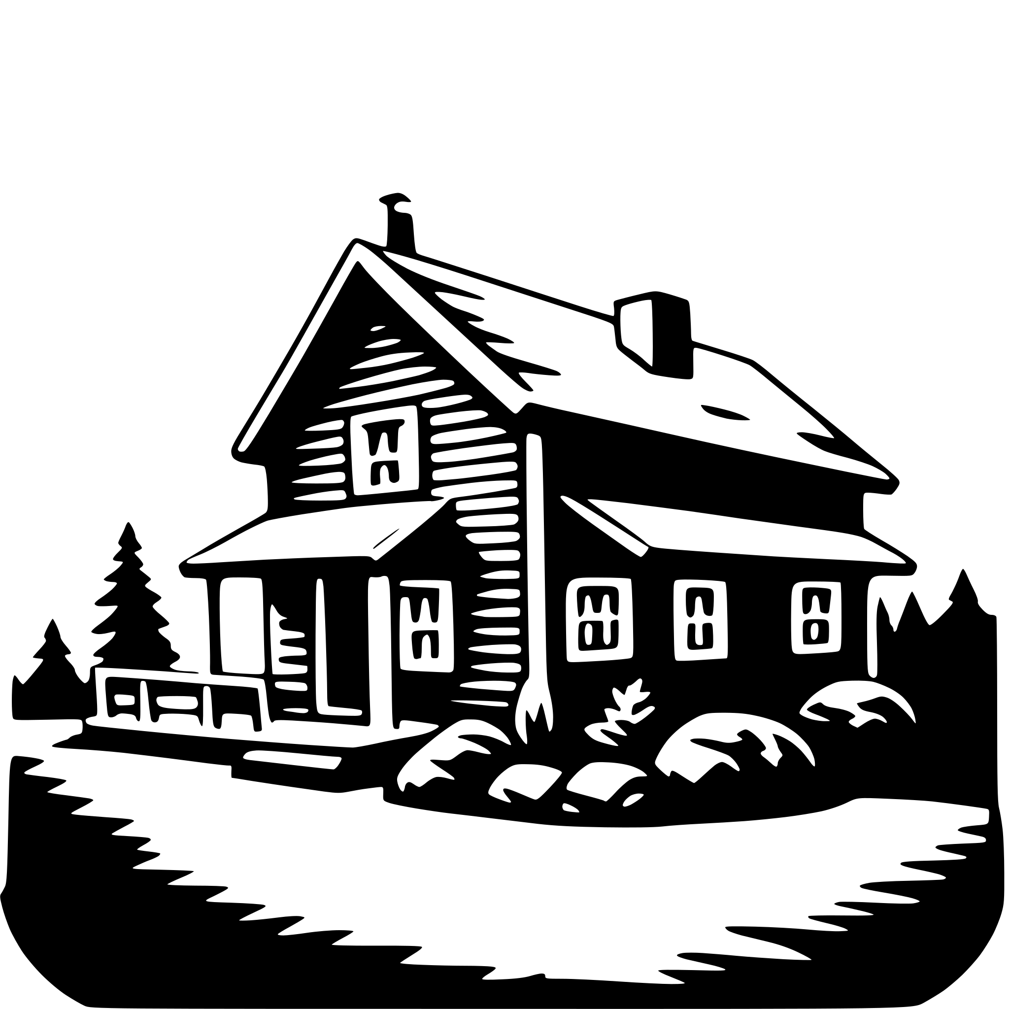 AI-generated SVG of 'mountain cabin'