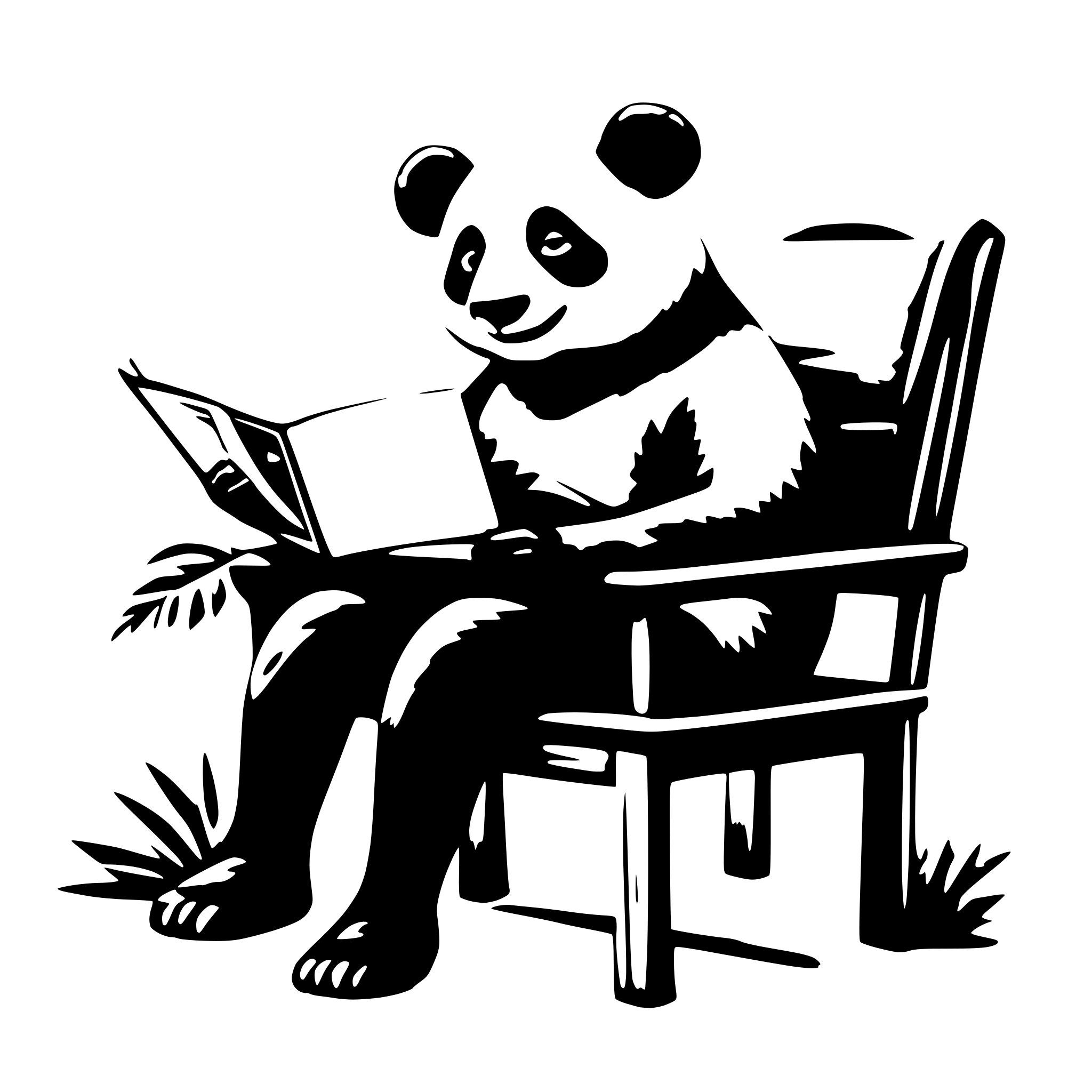 AI-generated SVG of a a panda, sitting in a chair, reading a book,in the sunshine AI-generated SVG of a a panda, sitting in a chair, reading a book,in the sunshine