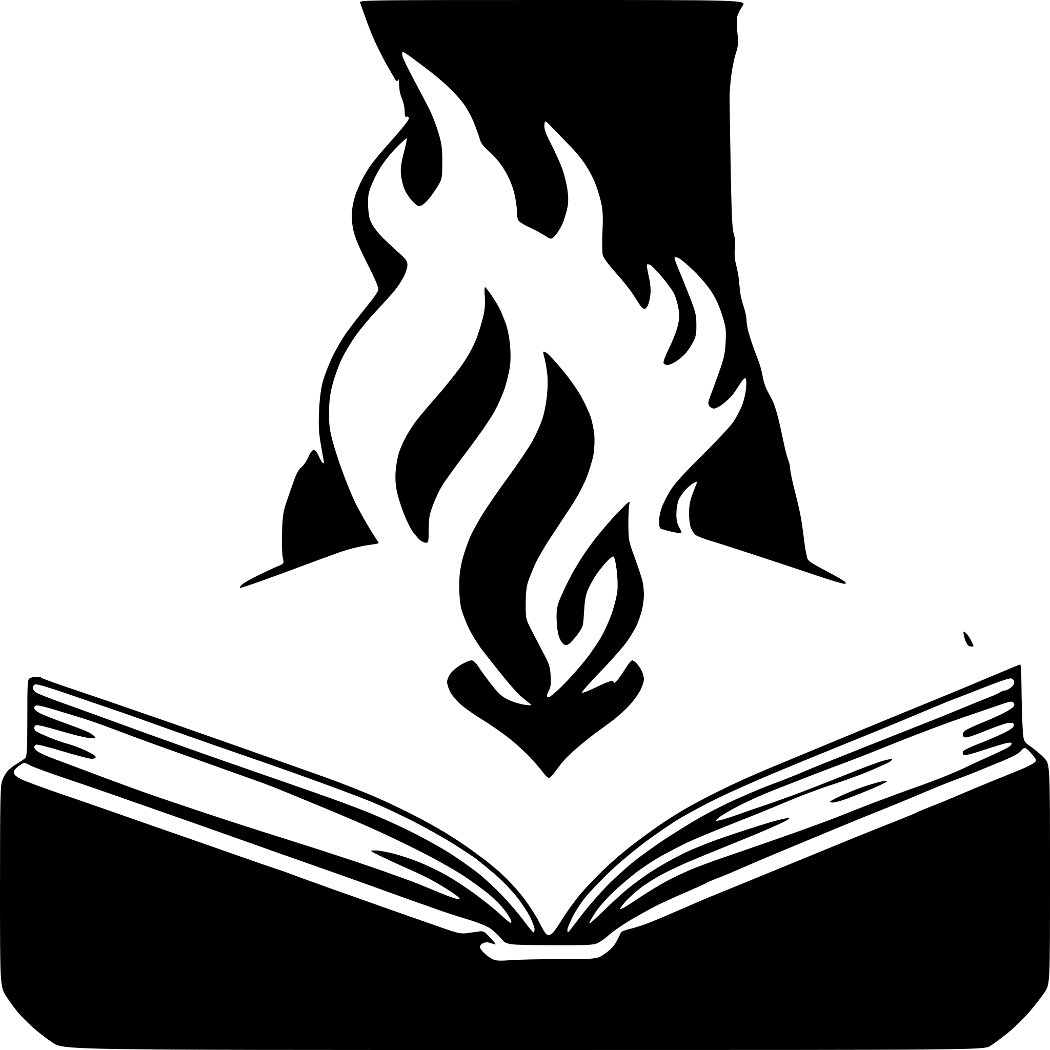 AI-generated SVG of 'flame inside open book'