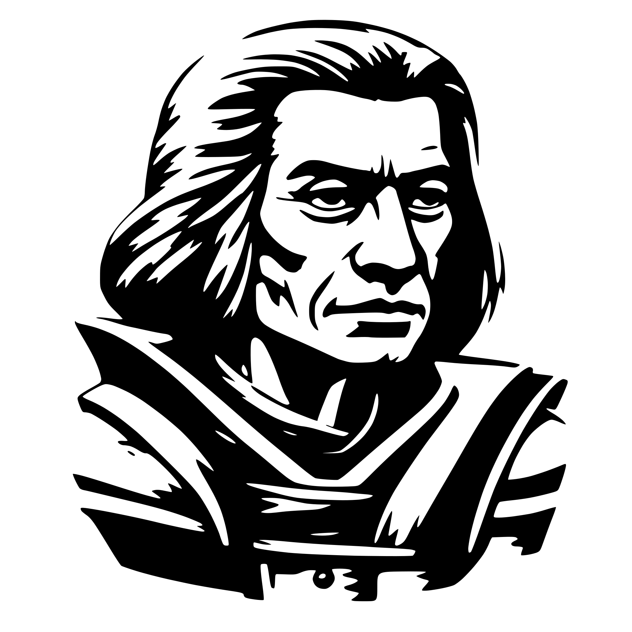 AI-generated SVG of a old samurai, side view