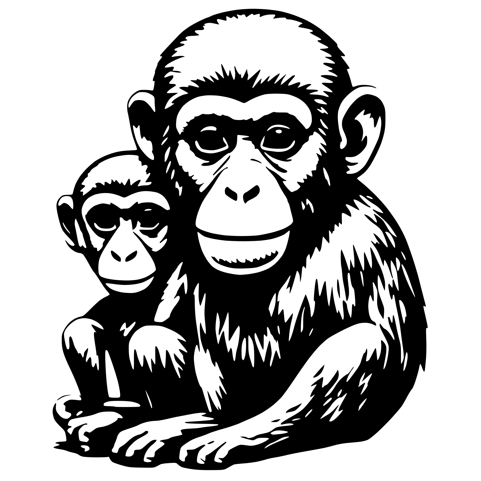 AI-generated SVG of a One monkey with three heads furry