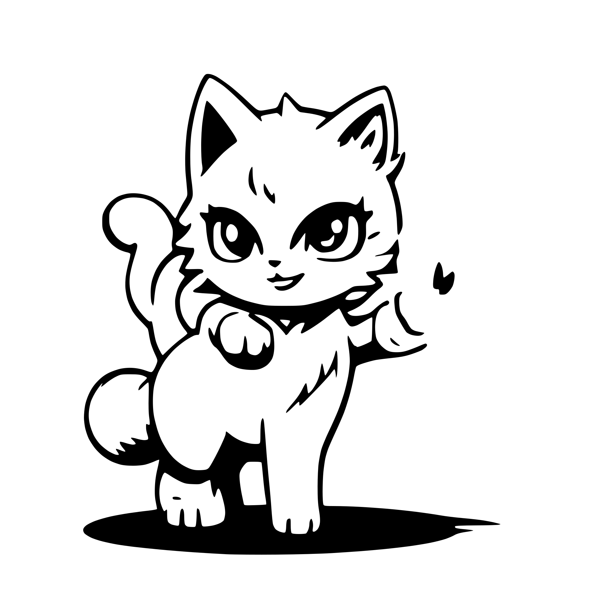 AI-generated SVG of a Cute, long-haired white cat with glasses firing a fireball