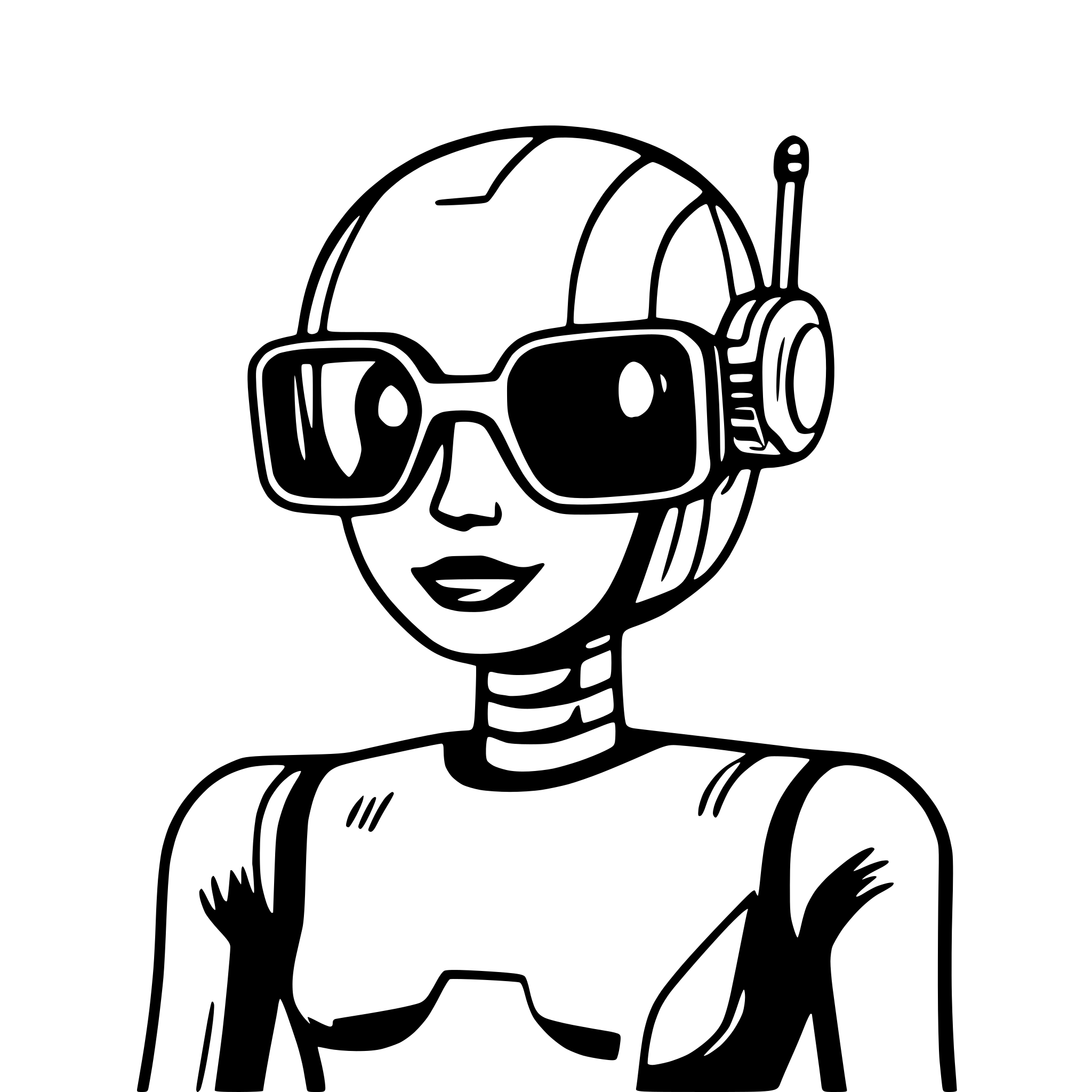 AI-generated SVG of 'Robot with augmented reality glasses'