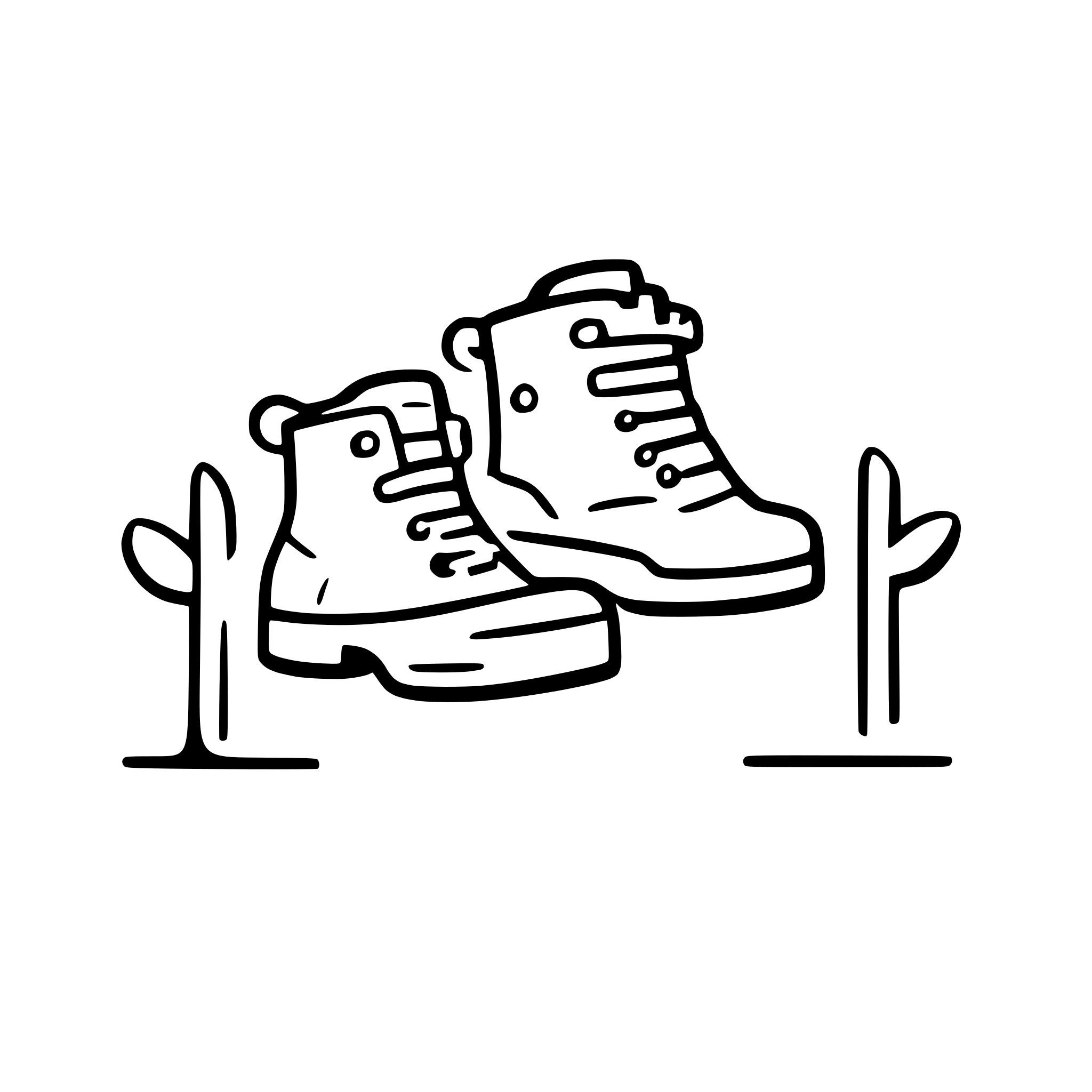AI-generated SVG of a two hiking boots positioned with their heel portions facing each other and their toe portions pointing in opposite directions, icon-based style, clean lines