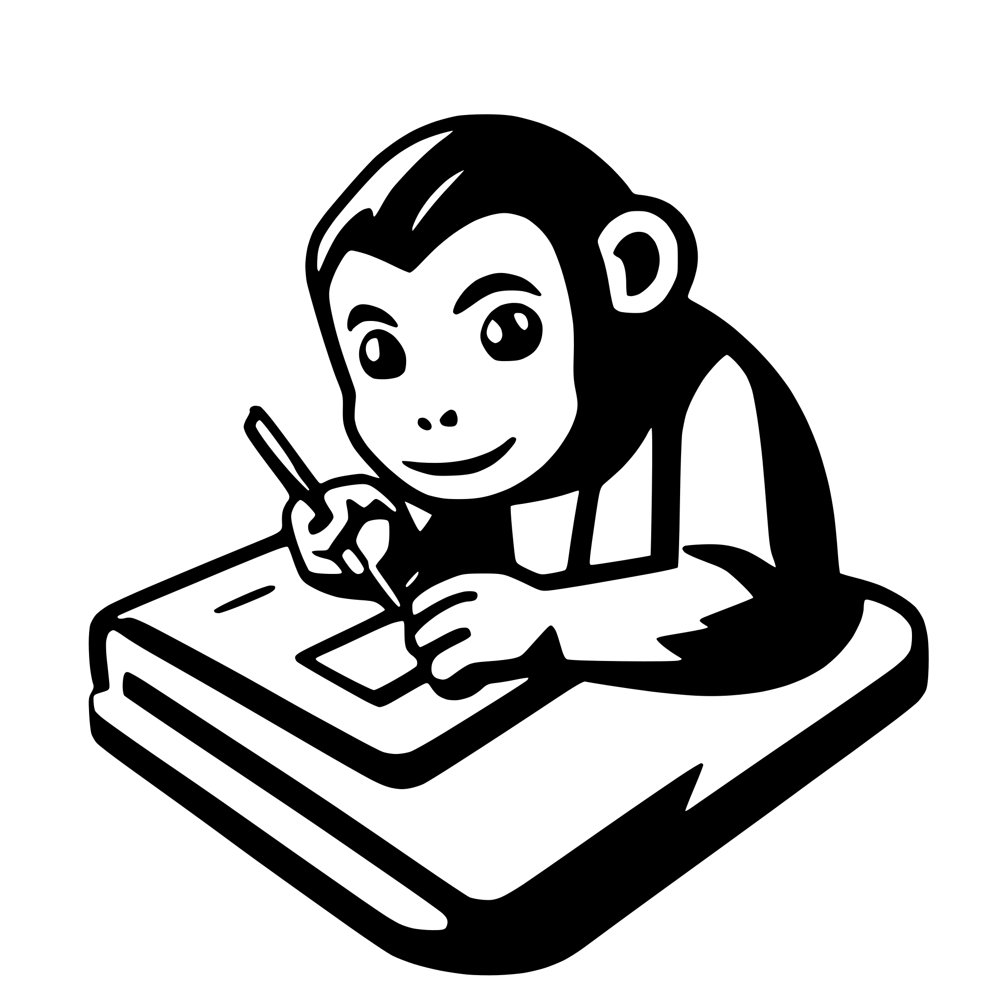 AI-generated SVG of a an icon of a monkey writing a book