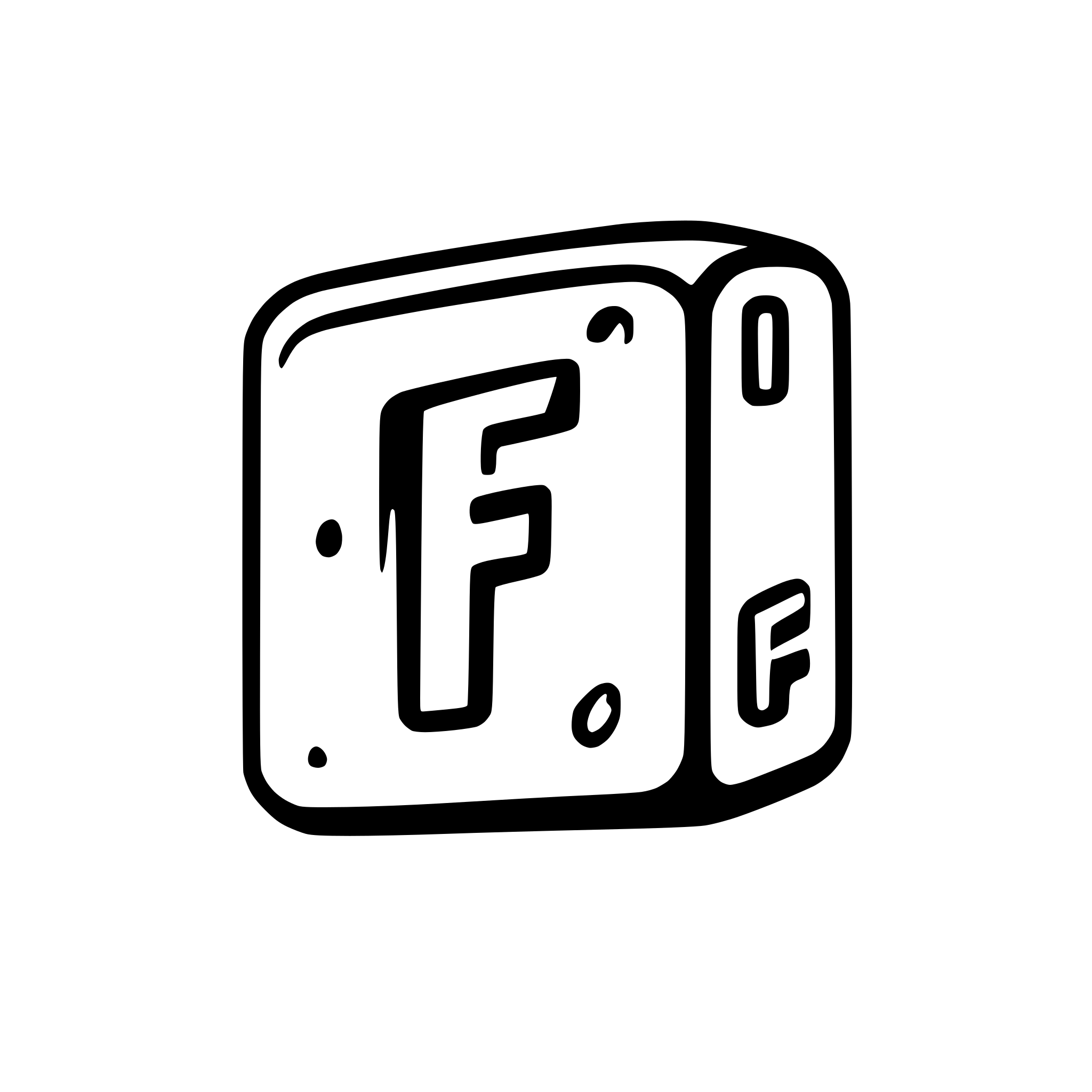 AI-generated SVG of a white cube with rounded corners. Letter F impressed on top. W on the right side and L on the left side.